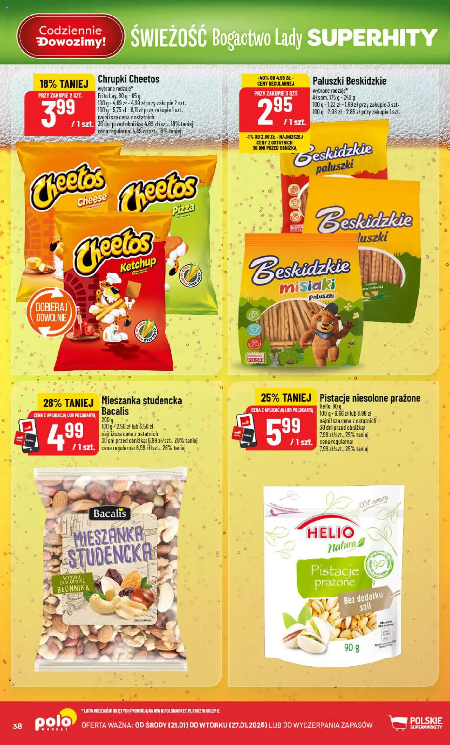 POLOmarket Gazetka od 21.01.2026 | Strona: 38 | Produkty: Ketchup, Chrupki, Paluszki, Pistacje niesolone