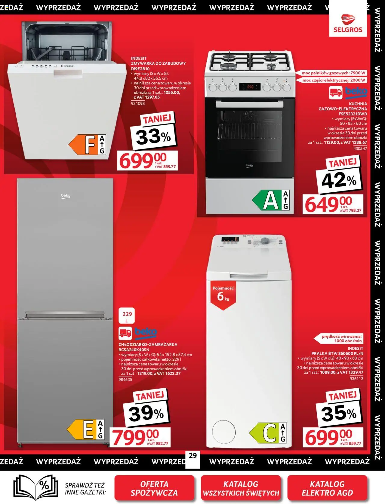 Selgros cash&carry Gazetka - Oferta przemysłowa od 09.10.2025 | Strona: 29 | Produkty: Pralka, Zmywarka
