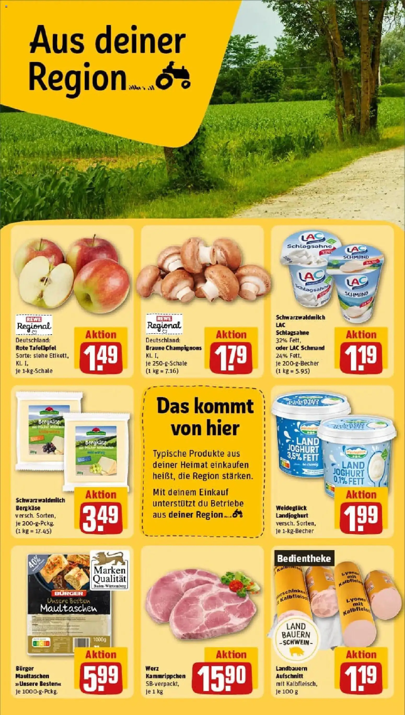 Rewe prospekt Glottertal	 – gültig ab 26.01.2026 | Seite: 18 | Produkte: Schlagsahne, Joghurt, Burger, Maultaschen