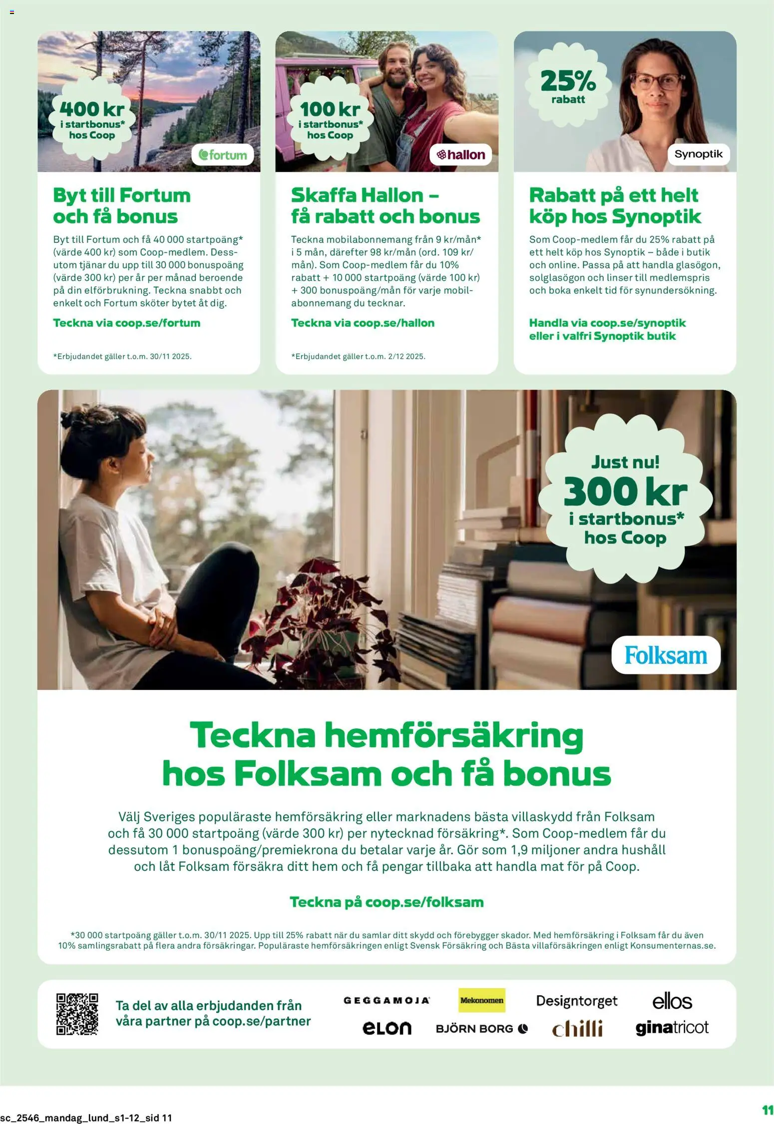 Stora Coop reklamblad aktuell från 10.11.2025 | Sida: 11 | Produkter: Linser, Galler, Solglasögon, Hallon