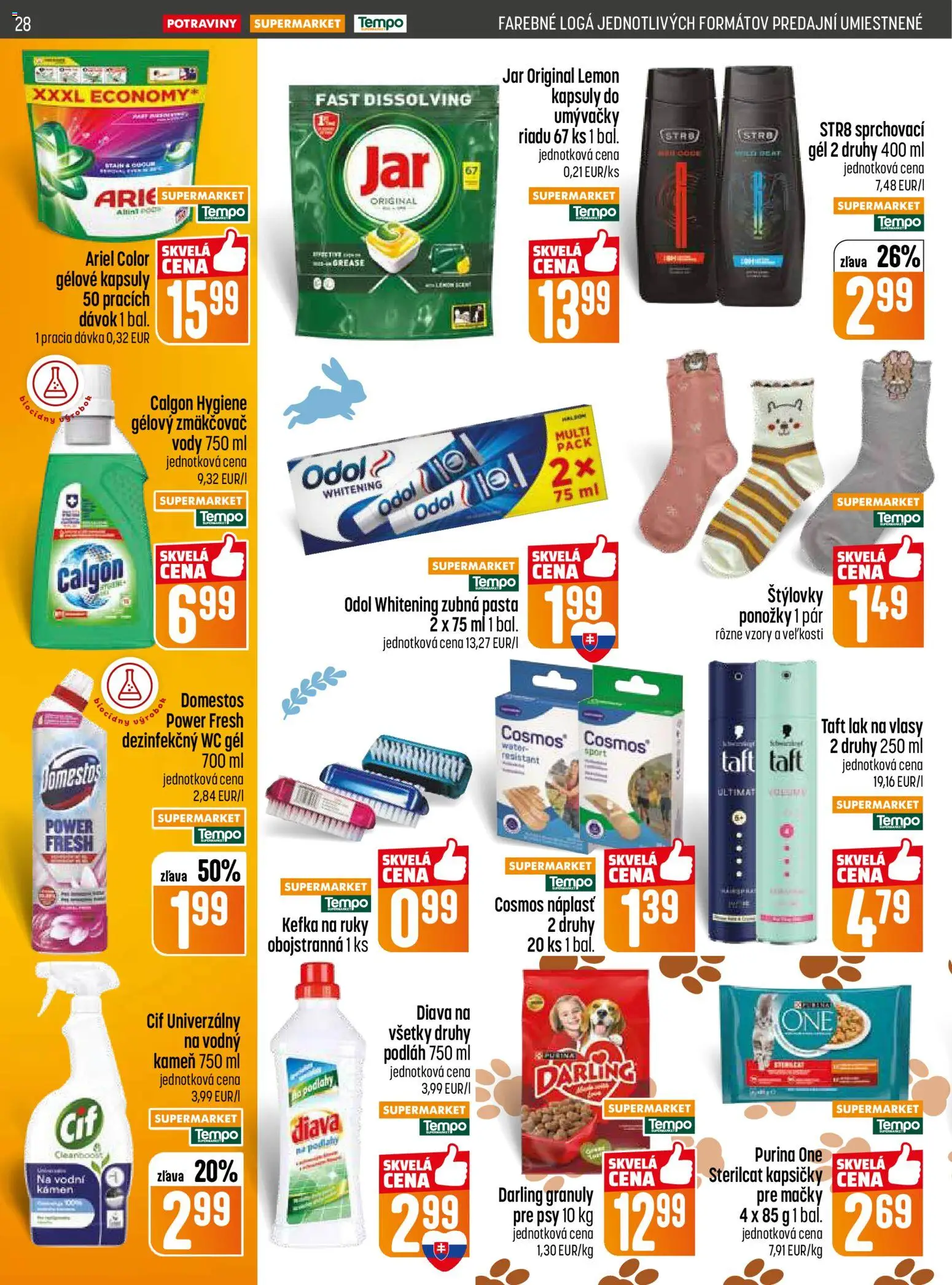 Nové COOP Jednota akcie – leták je platný od 26.03.2026 | Strana: 28 | Produkty: Lak na vlasy, Ariel, Cif, Jar