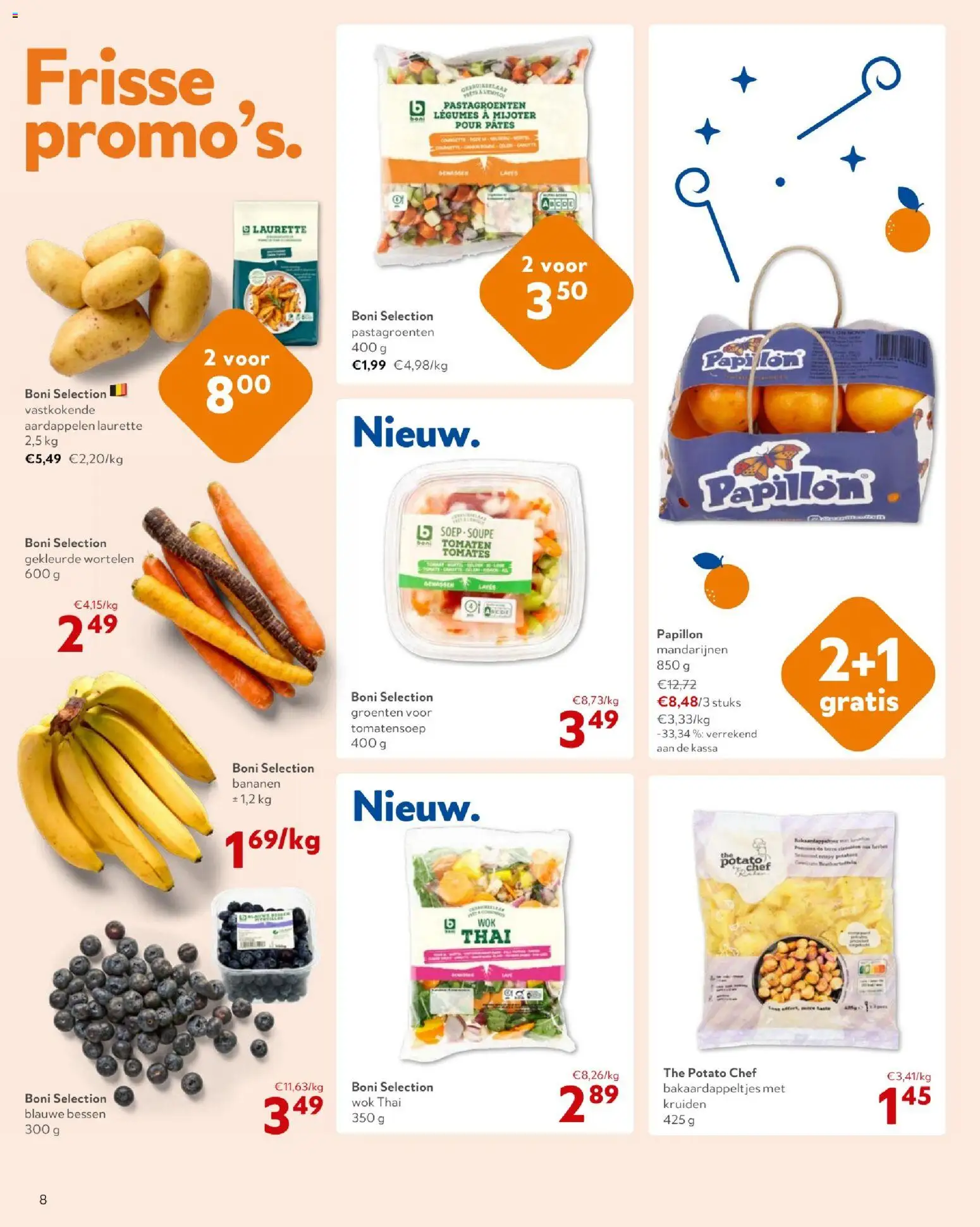 {H1} | Pagina: 8 | Producten: Bananen, Mandarijnen, Groenten, Wortelen