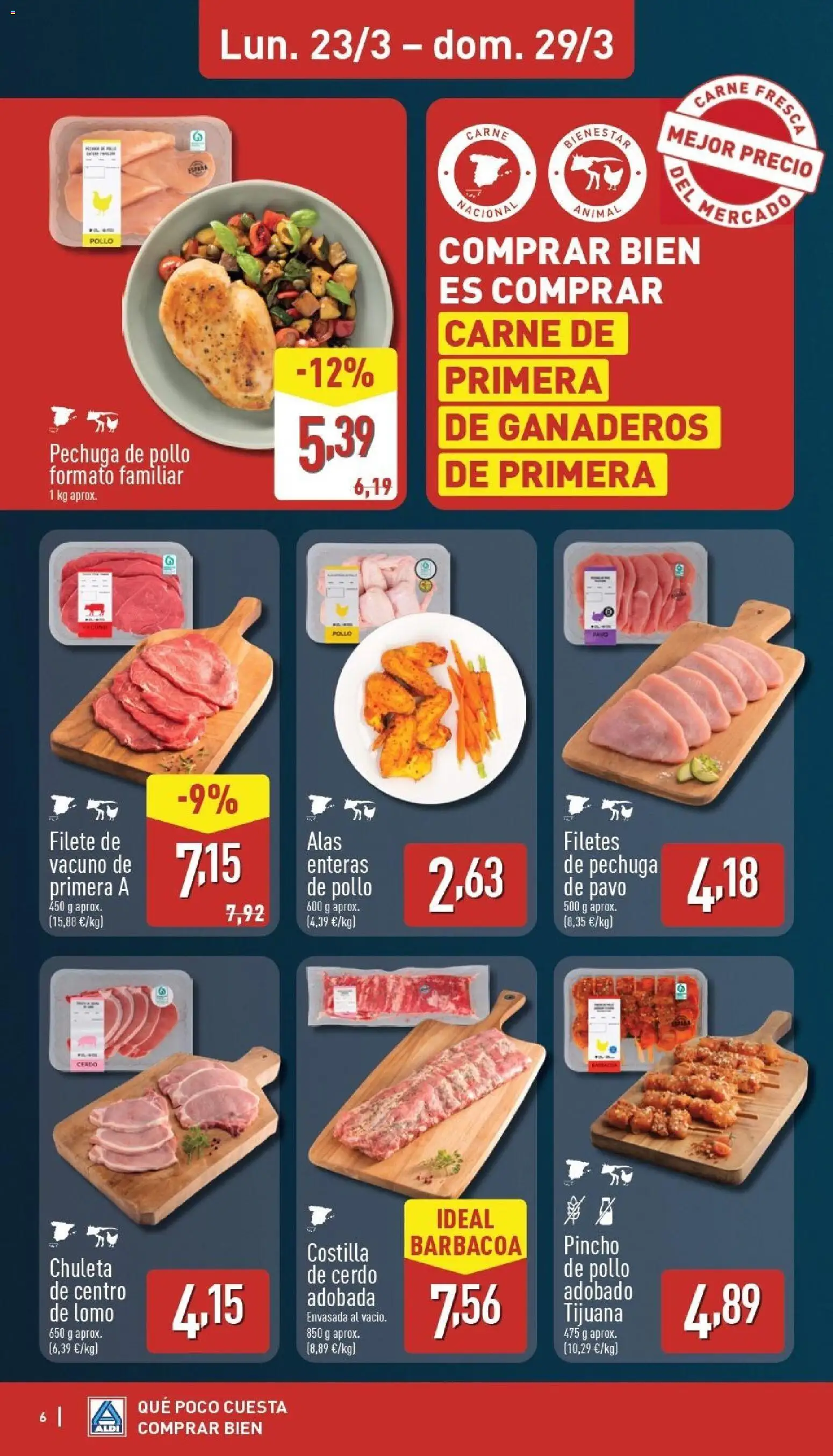 Aldi folleto Península │ válido desde el 23.03.2026 | Página: 6 | Productos: Cerdo, Costilla de cerdo, Barbacoa, Filete