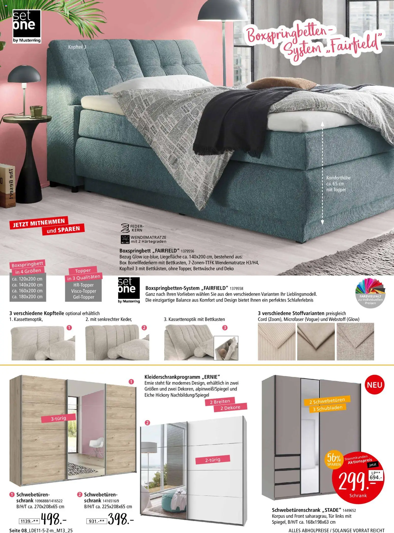 Zurbrüggen Z2-Junges Wohnen – gültig ab 08.11.2025 | Seite: 14 | Produkte: Schwebetürenschrank, Boxspringbett, Topper, Schrank