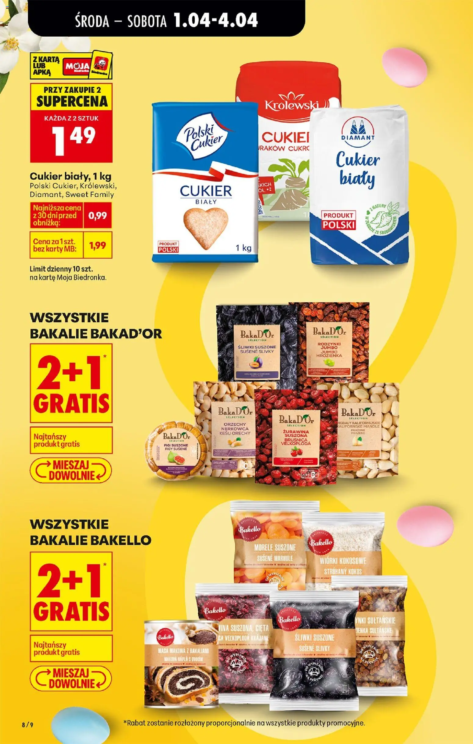 Biedronka gazetka od środy od 01.04.2026 | Strona: 8 | Produkty: Karta, Wiórki kokosowe, Masa makowa, Cukier