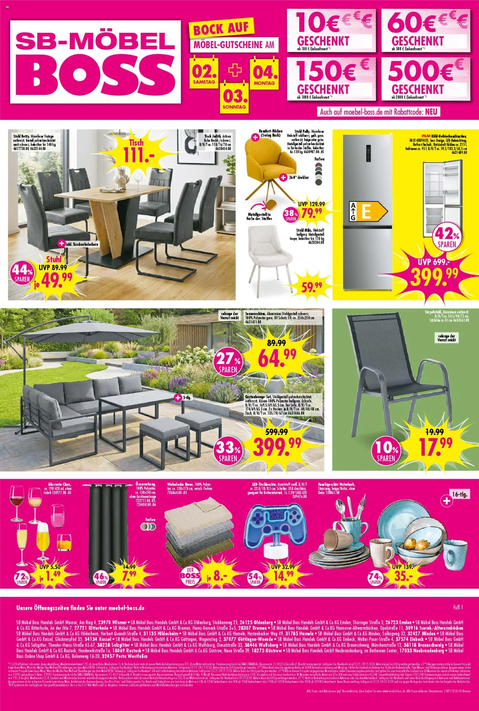 SB Möbel Boss Prospekt Bremen – gültig ab 01.05.2026 | Seite: 4 | Produkte: USB, Kissen, Tisch, Stuhl