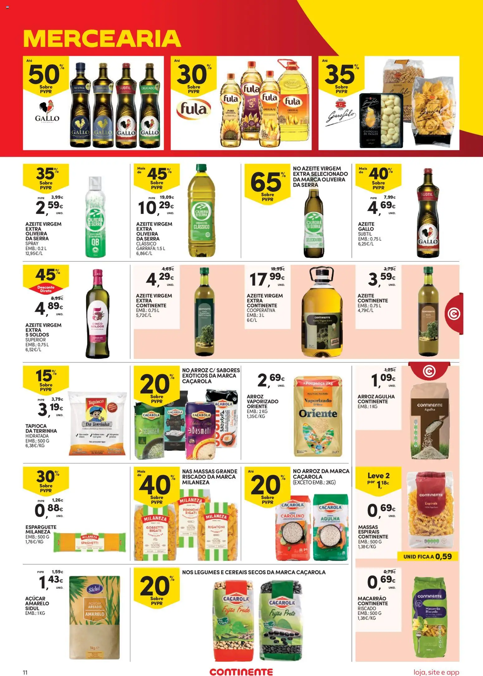 Continente Semanal Continente Bom Dia │ válido de 03.03.2026 | Página: 11 | Produtos: Esparguete, Azeite, Tapioca, Gnocchi