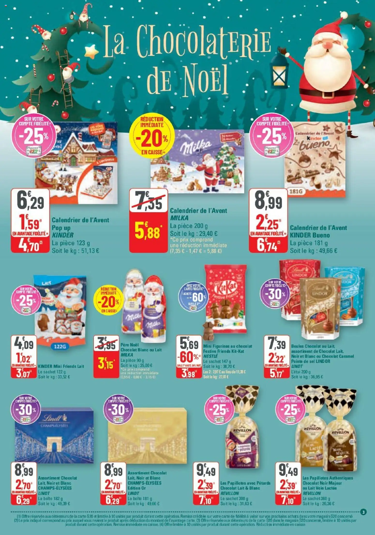 {H1} | Page: 3 | Produits: Calendrier, Kinder Bueno, Lait, Figurines
