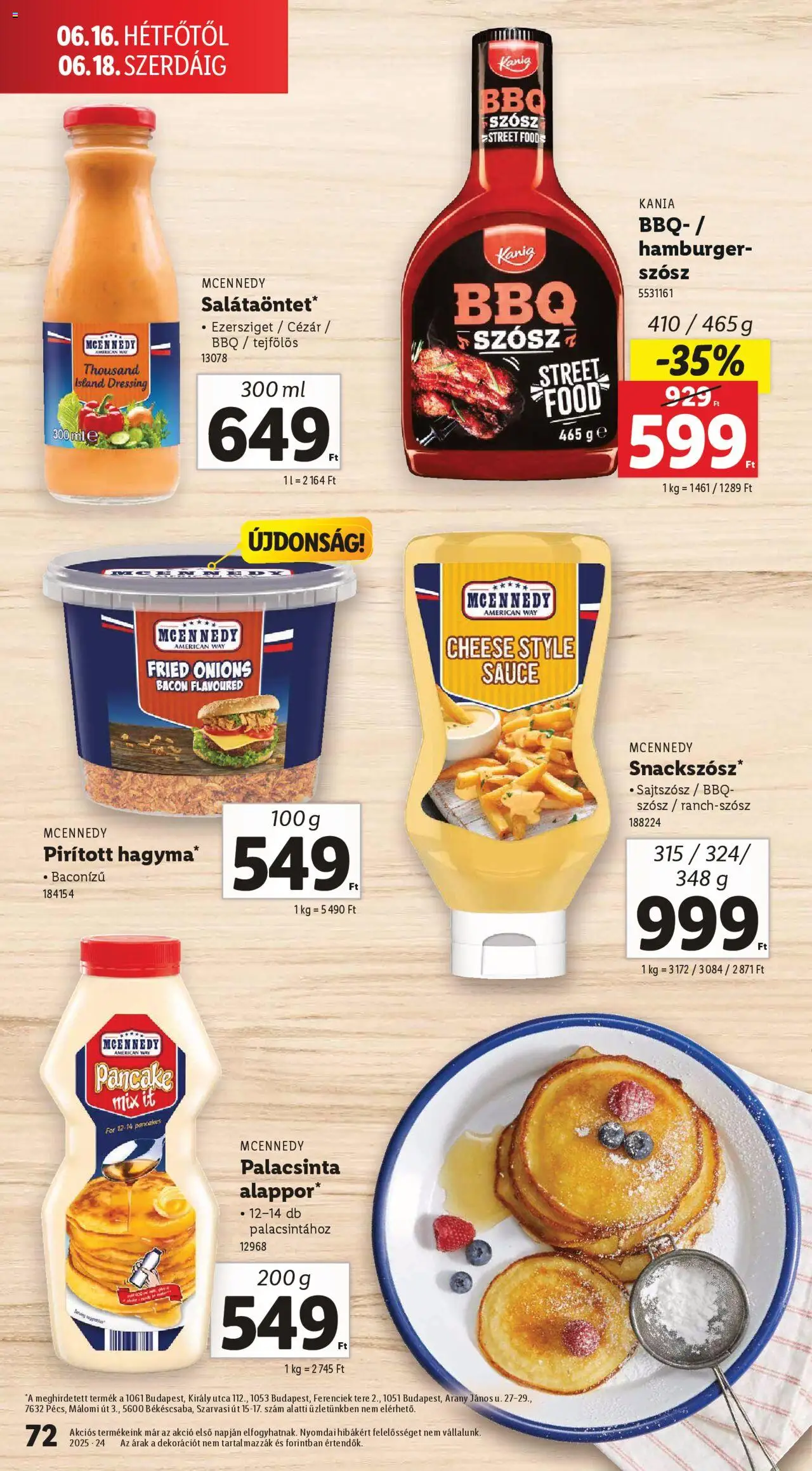 Lidl akciós ujság - amely érvényes a következő dátumtól: 12.06.2025 | Oldal: 72 | Termékek: Hamburger, Bacon, Szósz