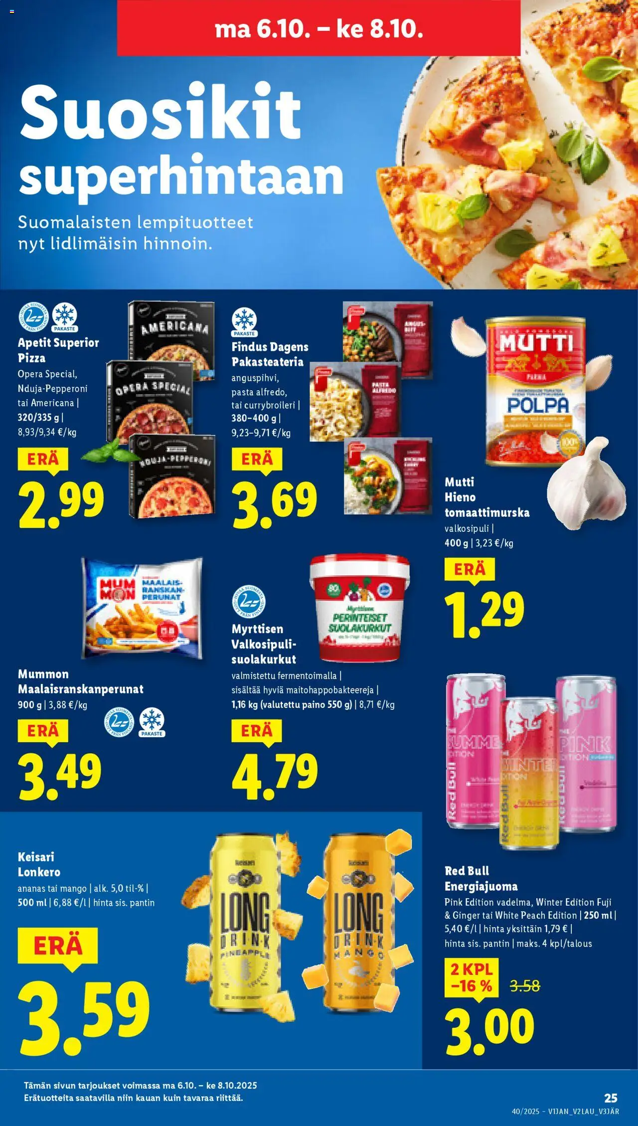 Lidl tarjoukset – voimassa 02.10.2025 alkaen | Sivu: 33 | Tuotteet: Valkosipuli, Mango, Pizza, Ananas