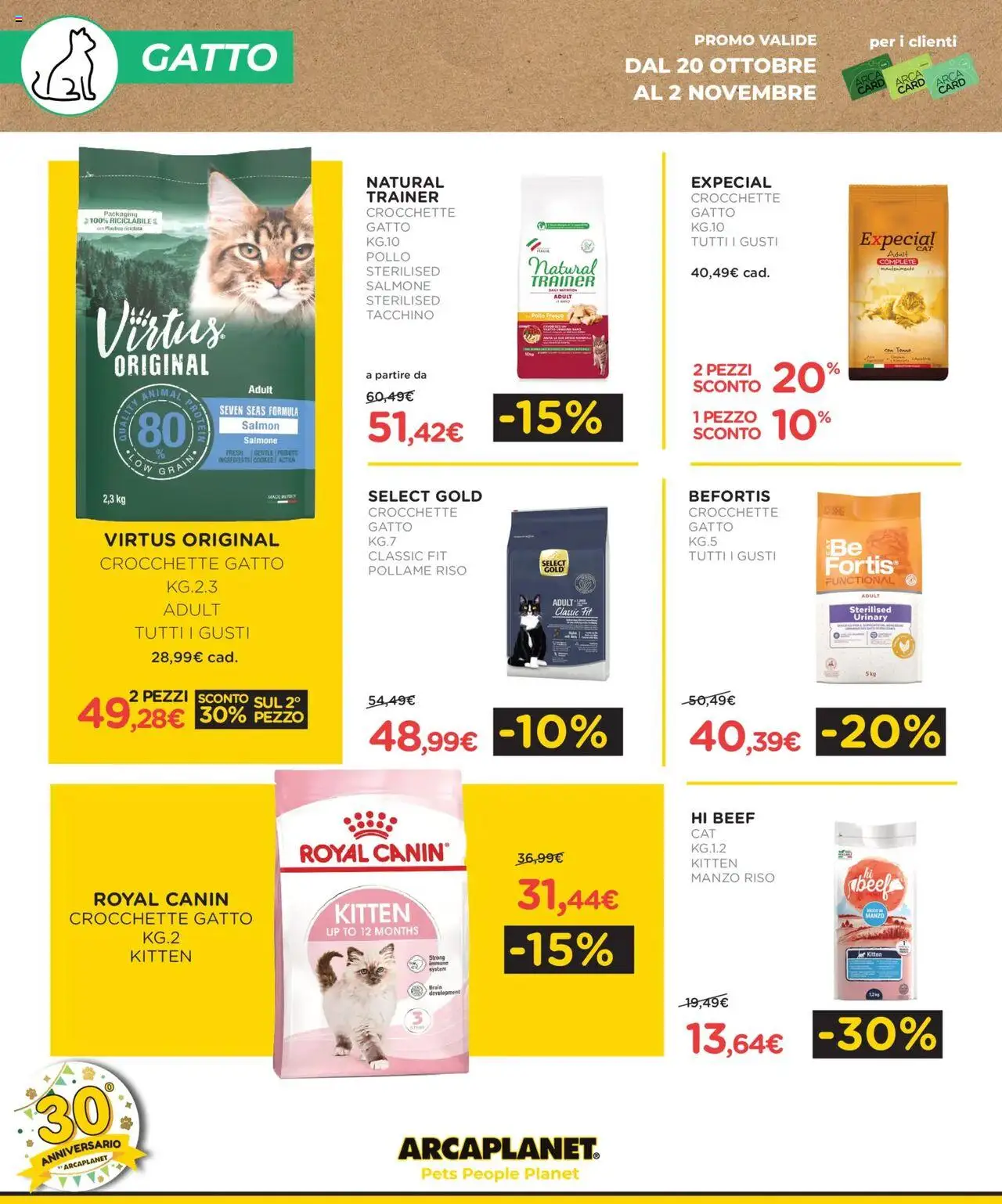 Volantino Arcaplanet del 20.10.2025 | Pagina: 8 | Prodotti: Pollo, Riso, Manzo, Crocchette gatto