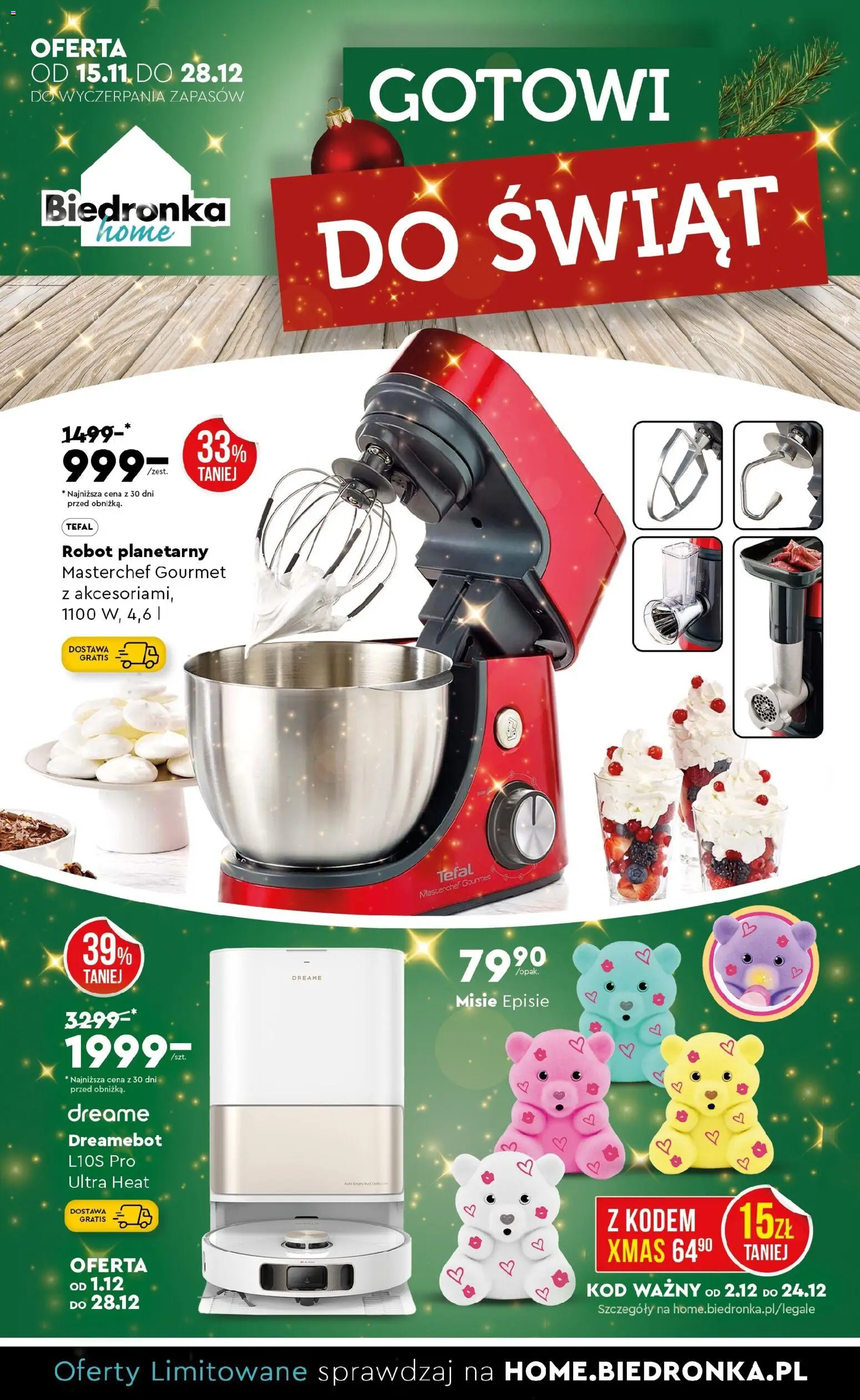 Biedronka gazetka - Home od 15.11.2025 | Strona: 1 | Produkty: Robot, Cleaner, Tefal