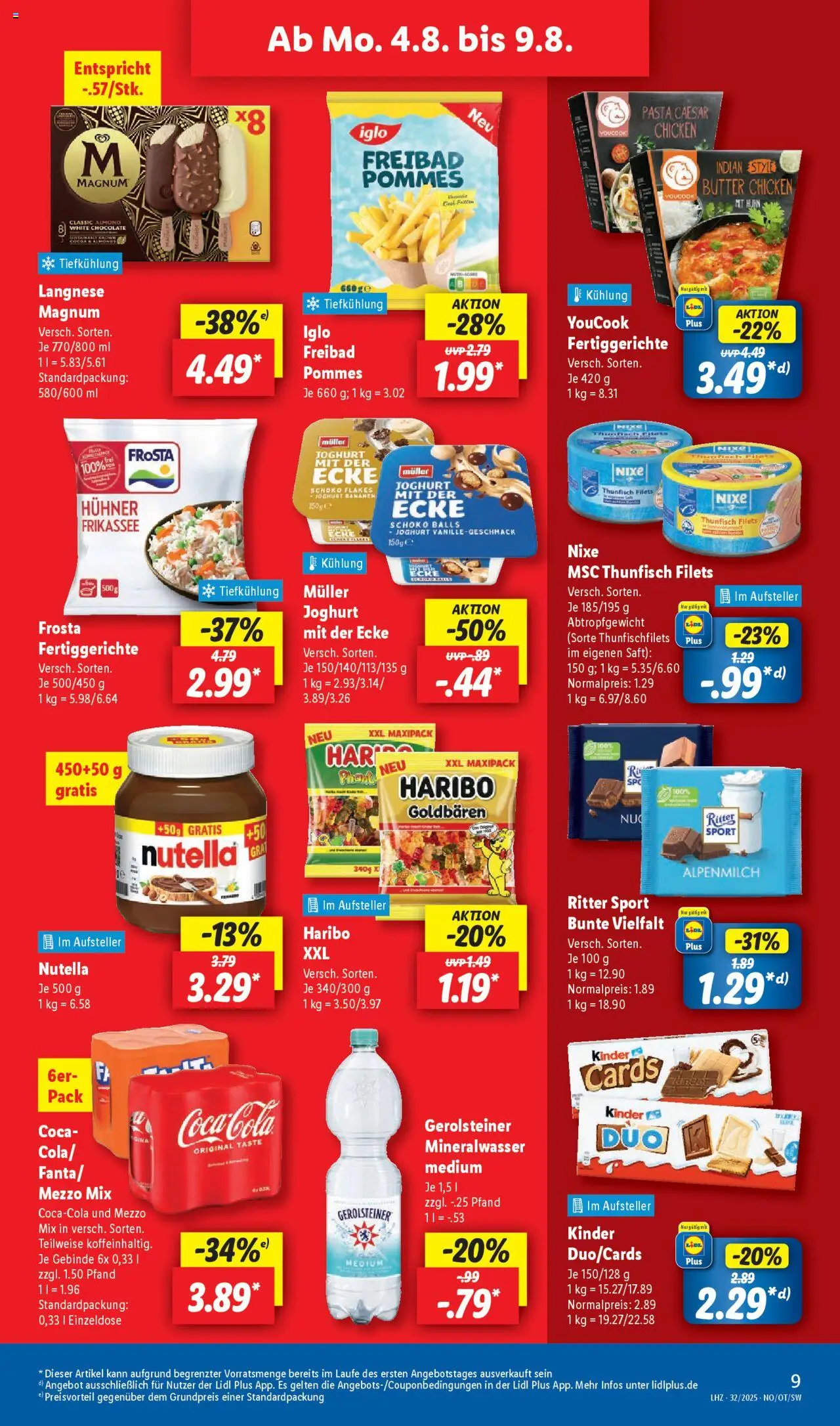 Lidl Prospekt Rahden - gültig ab dem 04.08.2025 | Seite: 15 | Produkte: Thunfisch, Mineralwasser, Frosta, Pasta