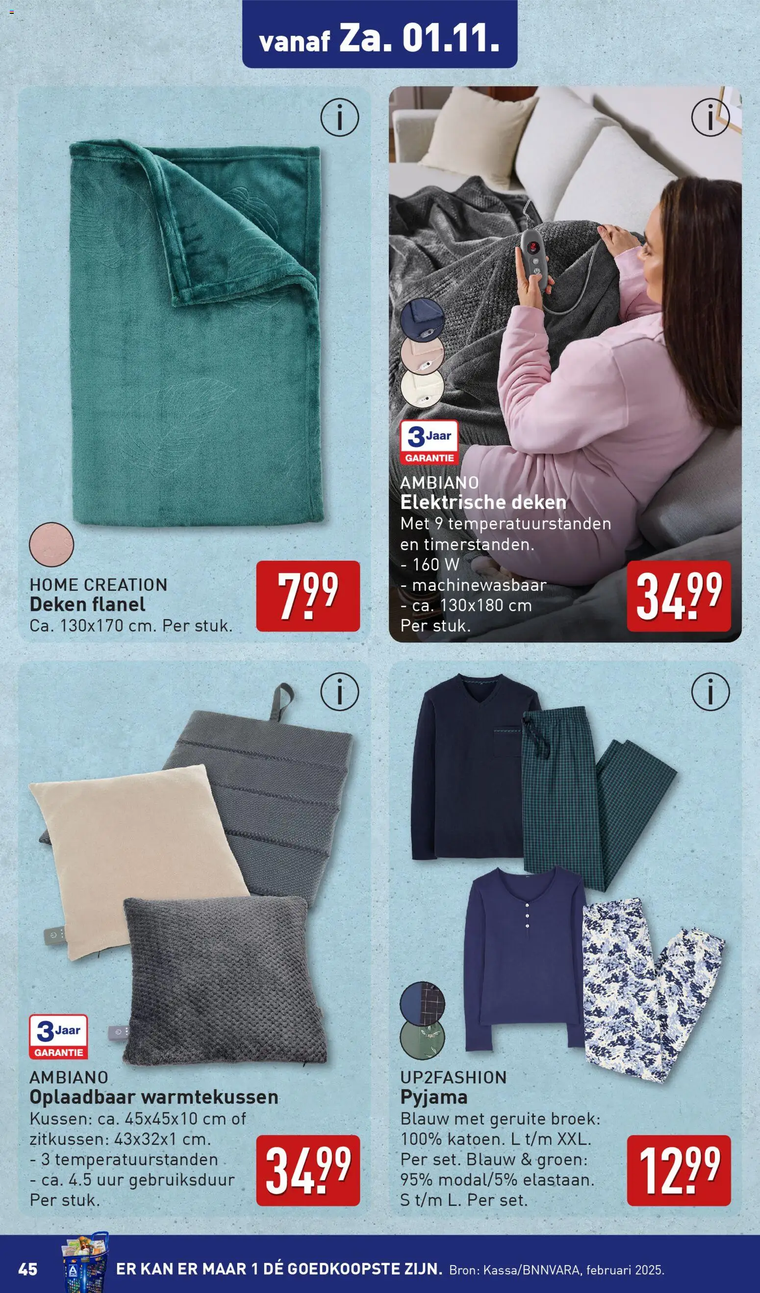 {H1} | Pagina: 45 | Producten: Broek, Pyjama, Kussen, Deken