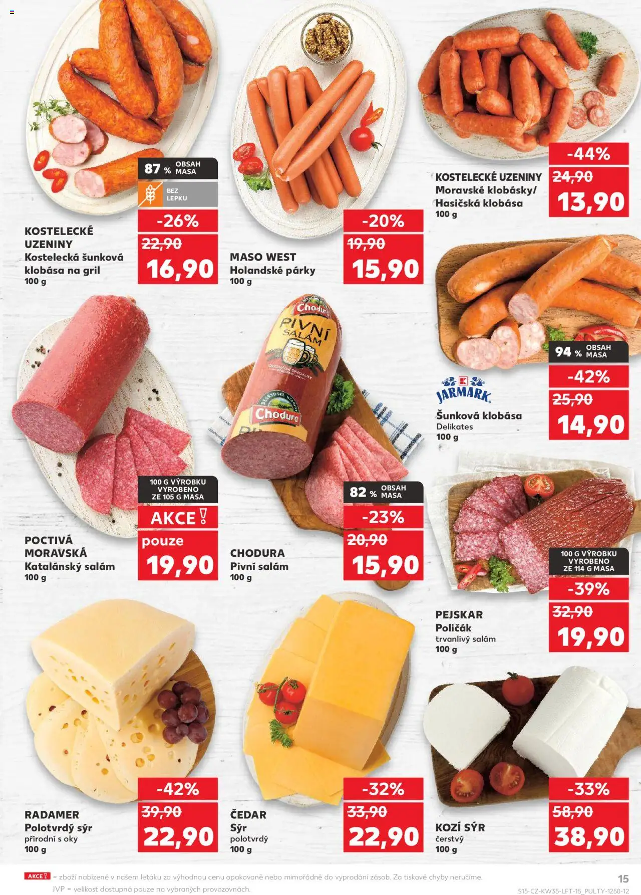 Kaufland leták - Plzeň od 27.08.2025 | Strana: 15 | Produkty: Sýr, Párky, Klobása, Uzeniny