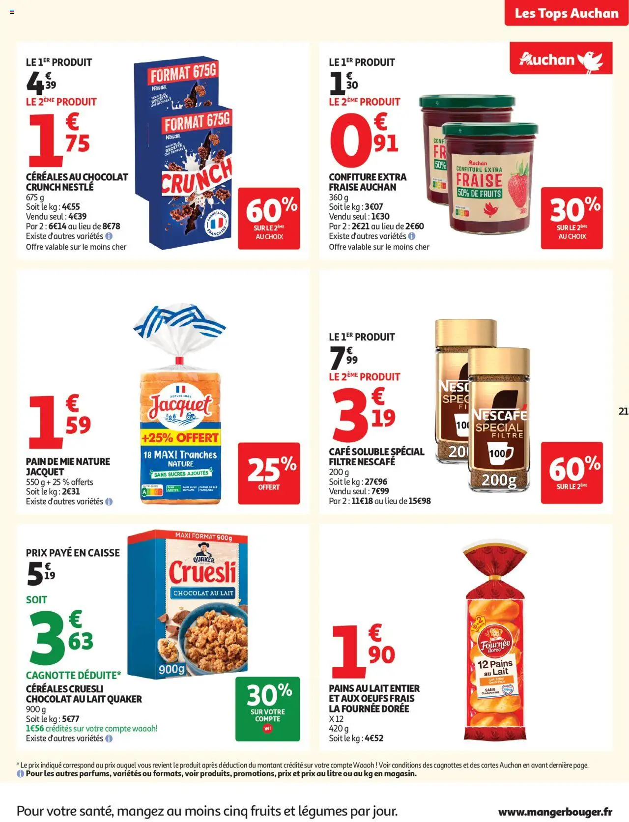 {H1} | Page: 21 | Produits: Café soluble, Lait, Pain, Chocolat