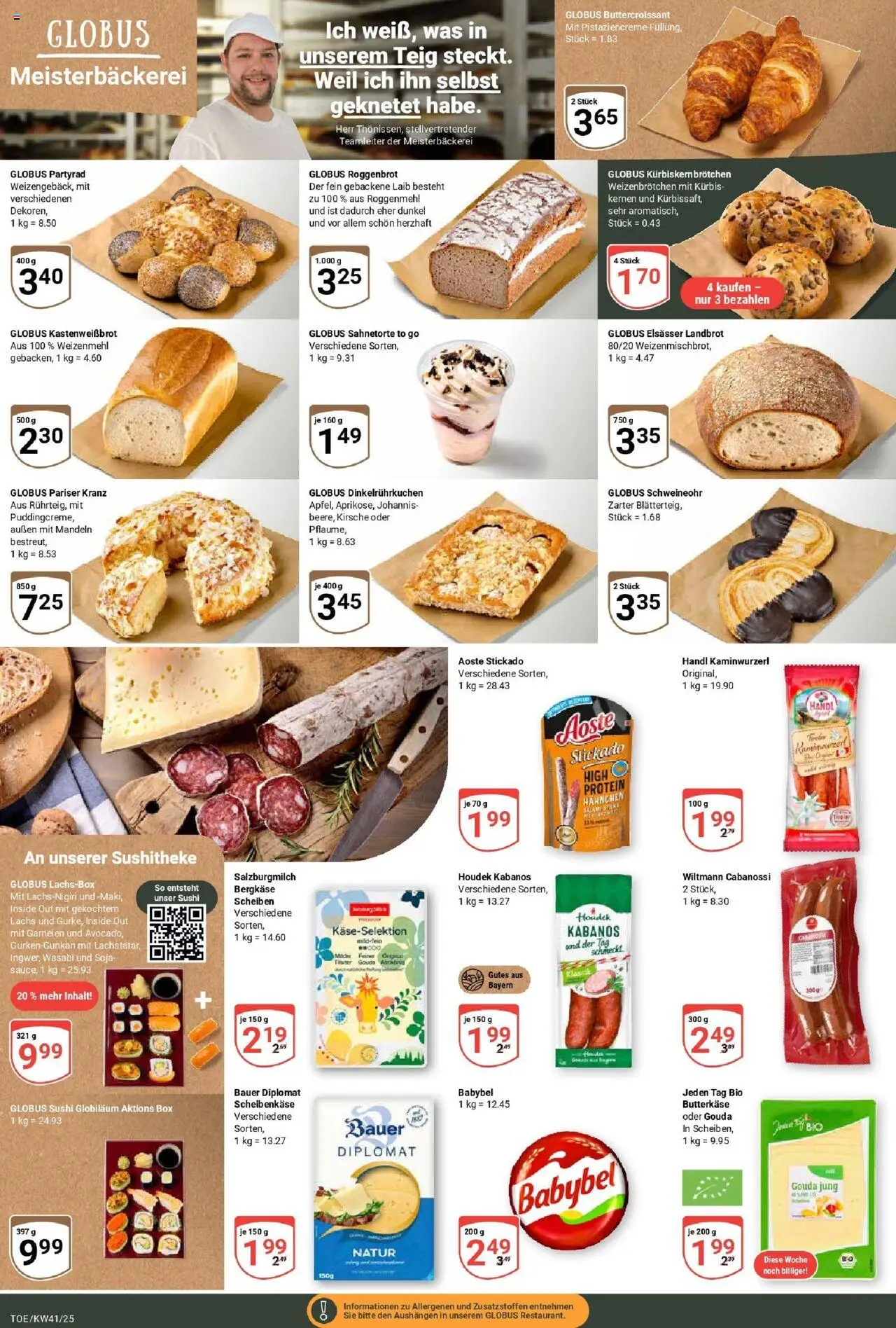 Globus prospekt Tönisvorst	 – gültig ab 06.10.2025 | Seite: 8 | Produkte: Weizenmehl, Lachs, Babybel, Salami