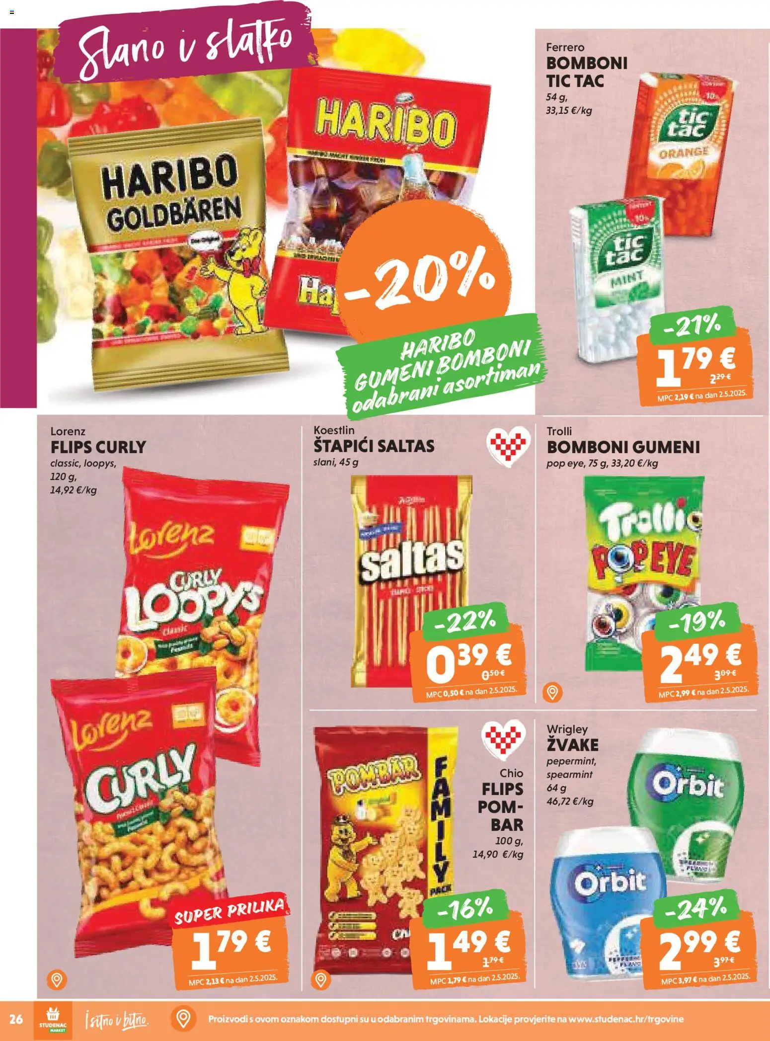 Studenac katalog | vrijedi od 12.11.2025 | Stranica: 26 | Proizvodi: Flips, Bomboni, Štapići