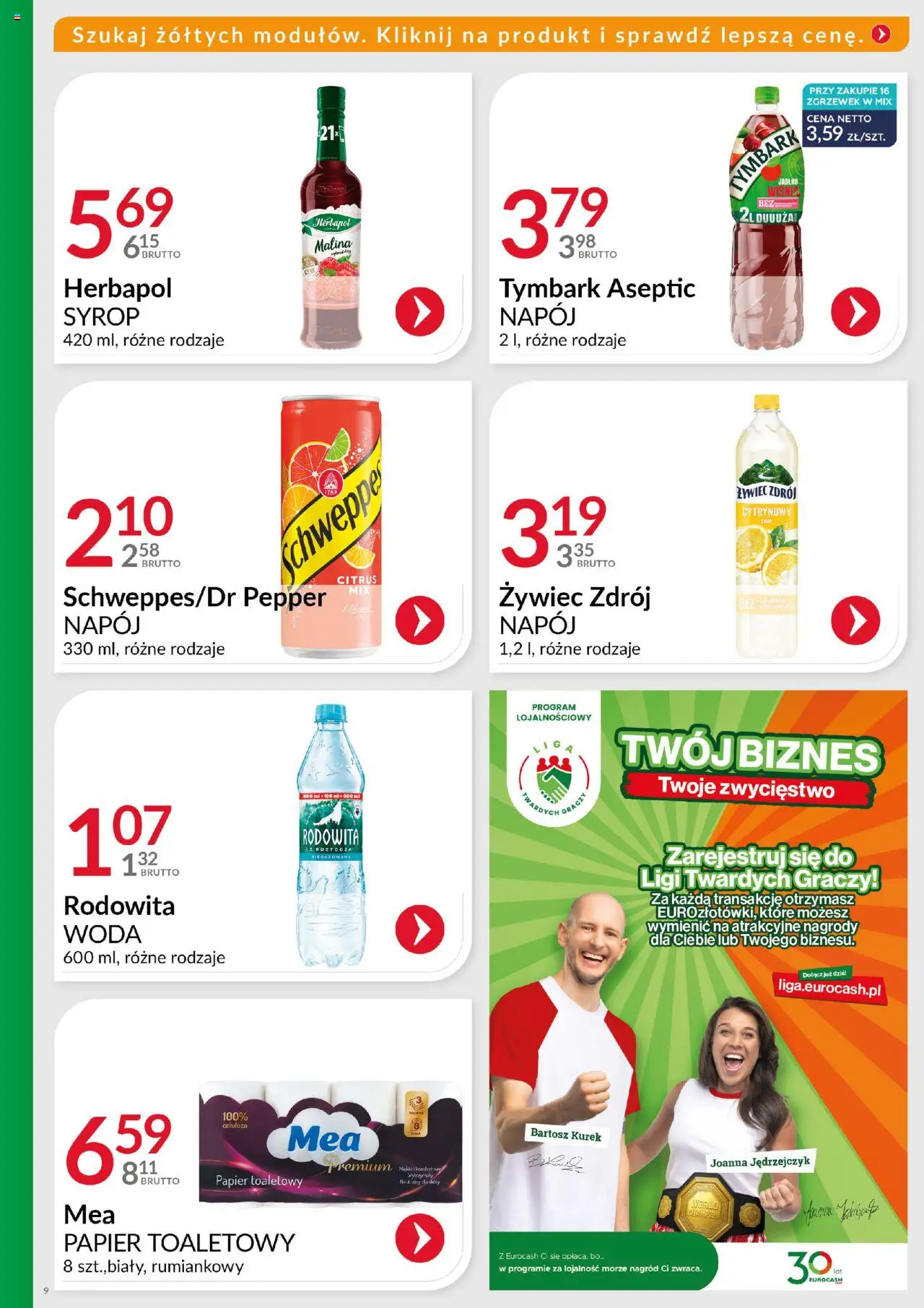 Eurocash Gazetka - Ofensywa Cenowa Spożywcza od 10.08.2025 | Strona: 9 | Produkty: Syrop, Malina, Papier toaletowy, Woda