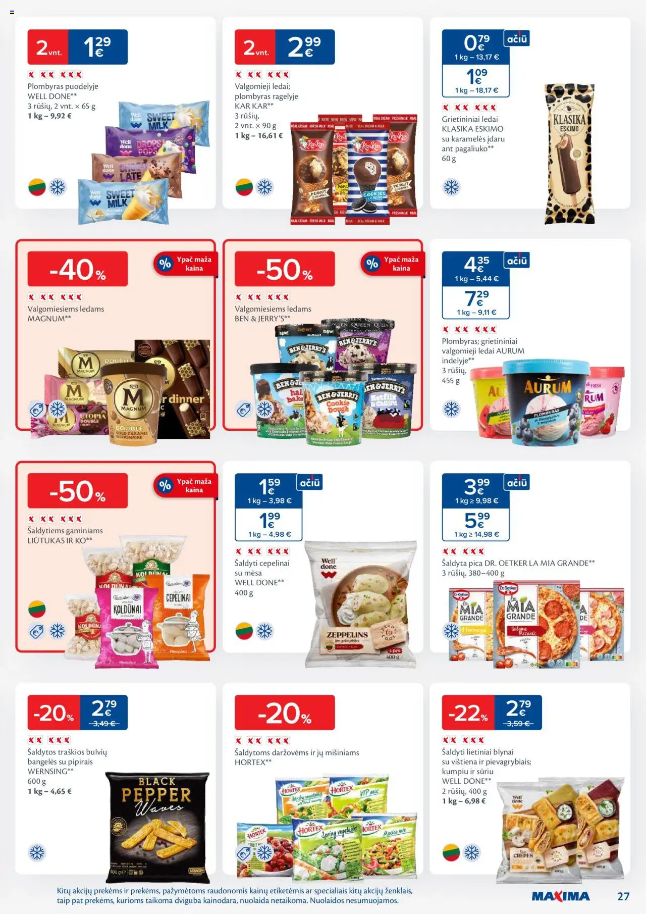 MAXIMA - Leidinys│galioja nuo 02.09.2025 | Puslapis: 27 | Prekių: Plombyras, Pica, Valgomieji ledai, Vištiena