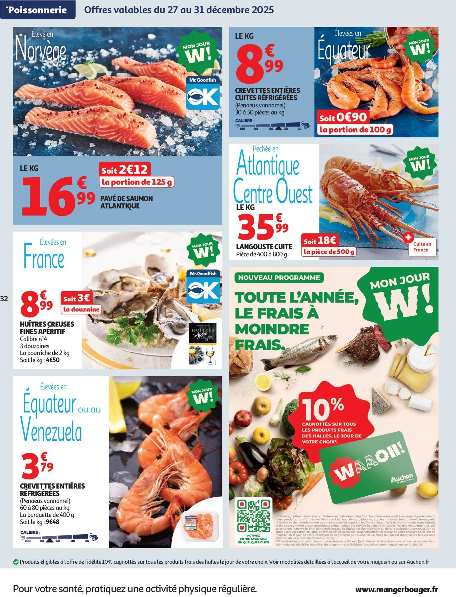 {H1} | Page: 32 | Produits: Huitres creuses, Crevettes, Langouste cuite, Saumon