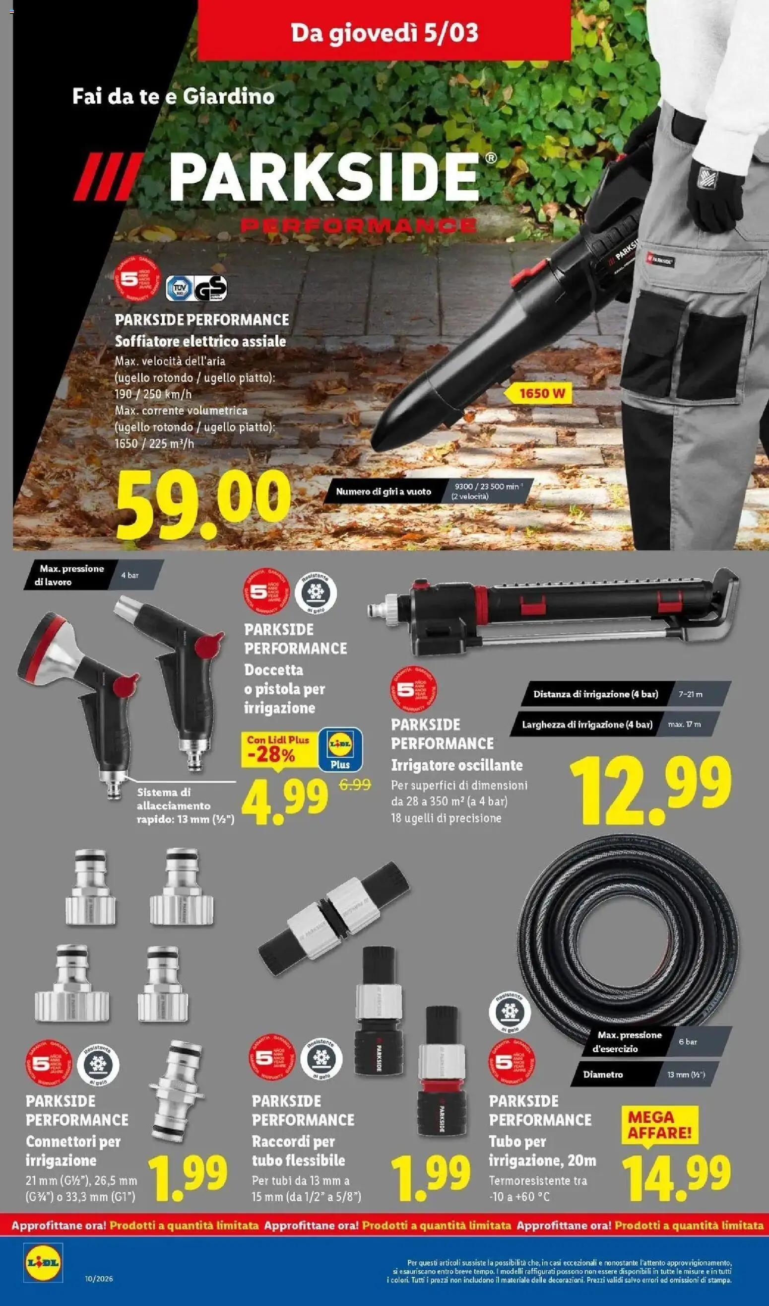 Volantino Lidl del 01.03.2026 | Pagina: 46 | Prodotti: Tè, Tubo, Irrigatore, Piatto