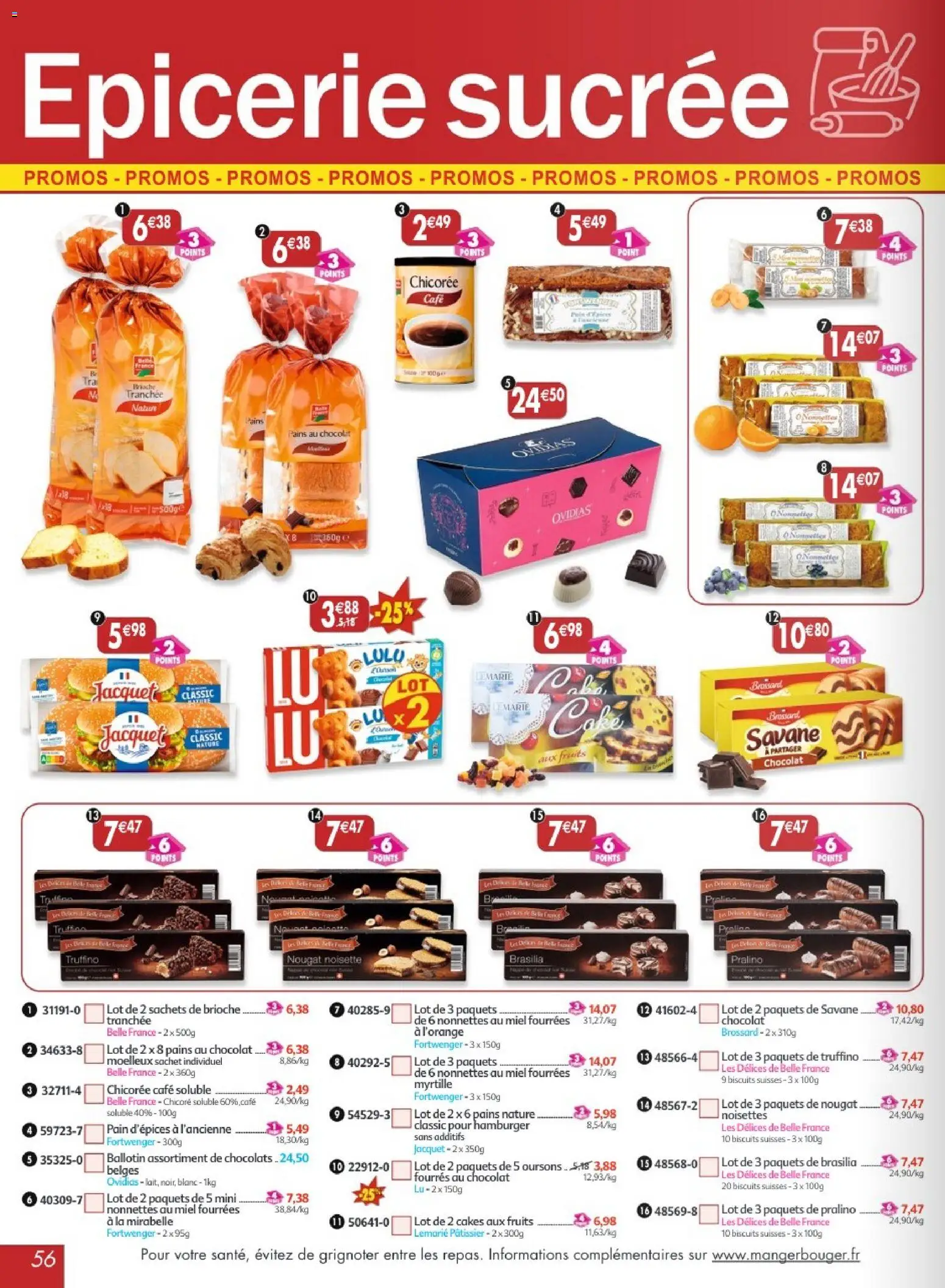 {H1} | Page: 56 | Produits: Noisettes, Miel, Pain, Biscuits