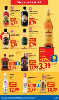BADEL Hrvatska stara šljivovica, 1 l, alk. 40% vol. - Pregled kataloga iz trgovine Lidl, vrijedi od 30.03.2026 | Stranica: 67 | Proizvodi: Šljivovica, Liker, Rum, Vodka