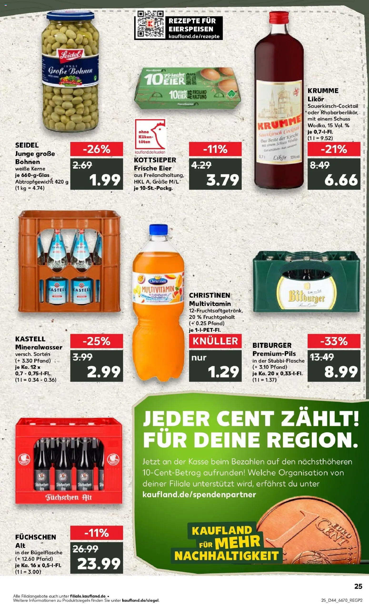 Kaufland prospekt Düsseldorf	 – gültig ab 30.10.2025 | Seite: 25 | Produkte: Bitburger, Eier, Likör, Mineralwasser