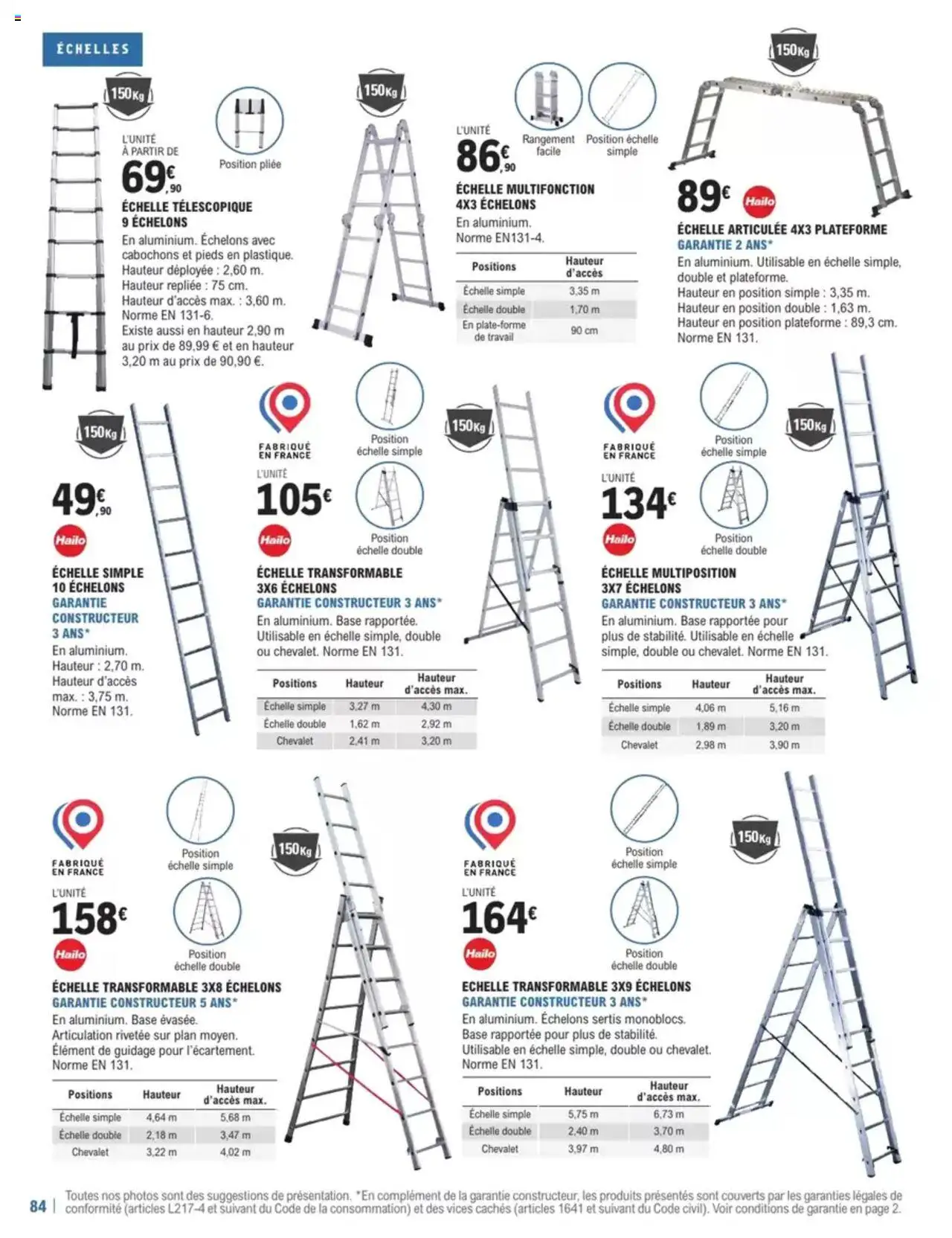  | Page: 84 | Produits: Base, Chevalet, Échelle télescopique