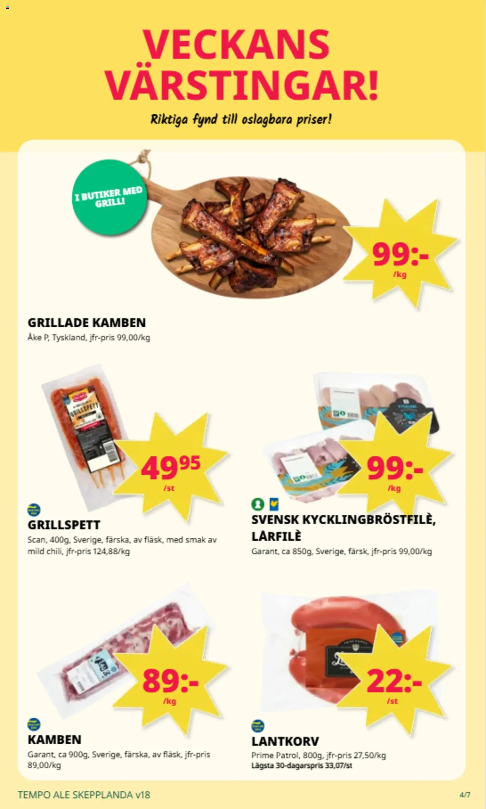 Tempo reklamblad aktuell från 27.04.2026 | Sida: 3 | Produkter: Grill, Grillspett
