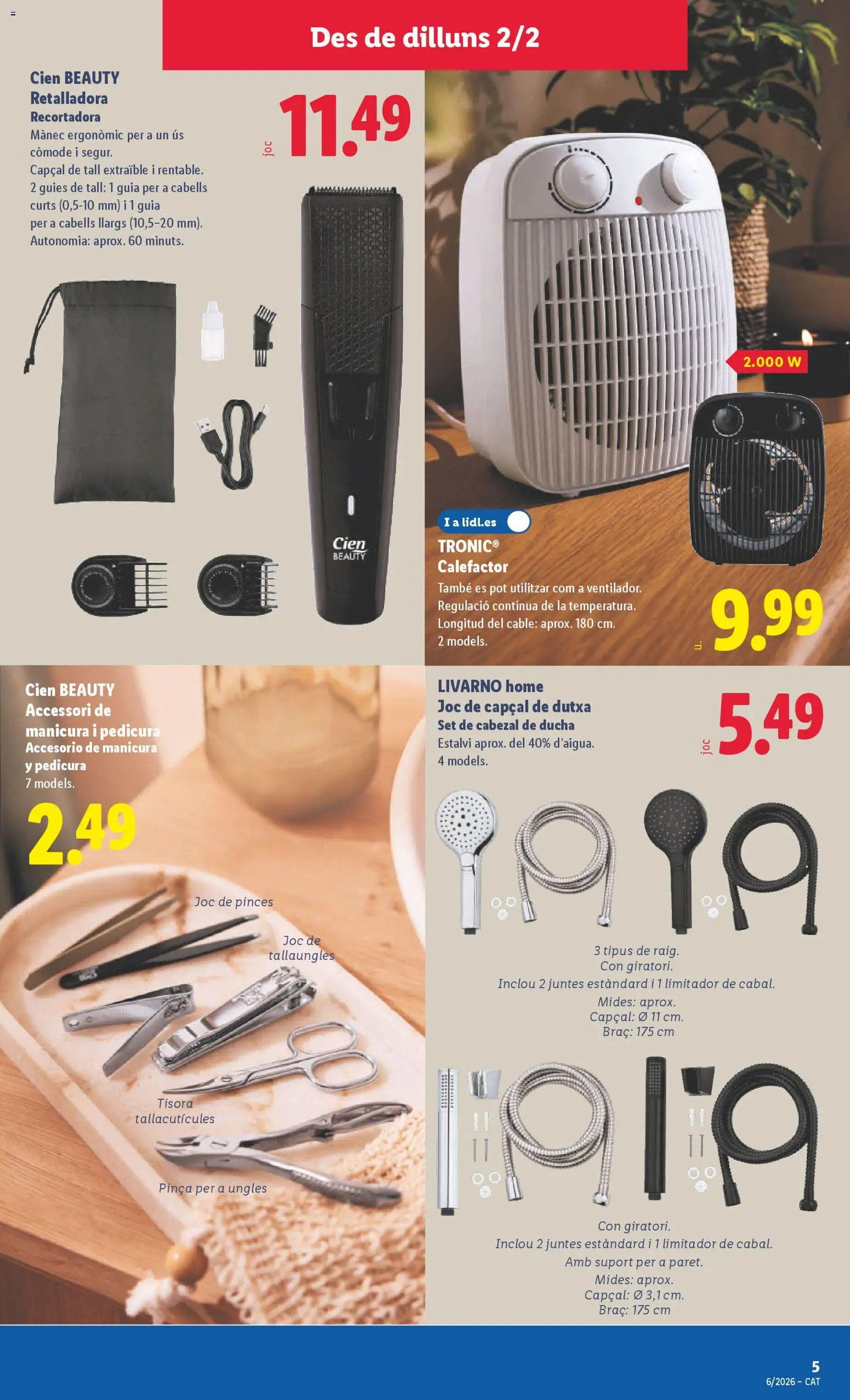 Lidl folleto de bazar │ válido desde el 02.02.2026 | Página: 15 | Productos: Cabezal de ducha, Cable, Ducha