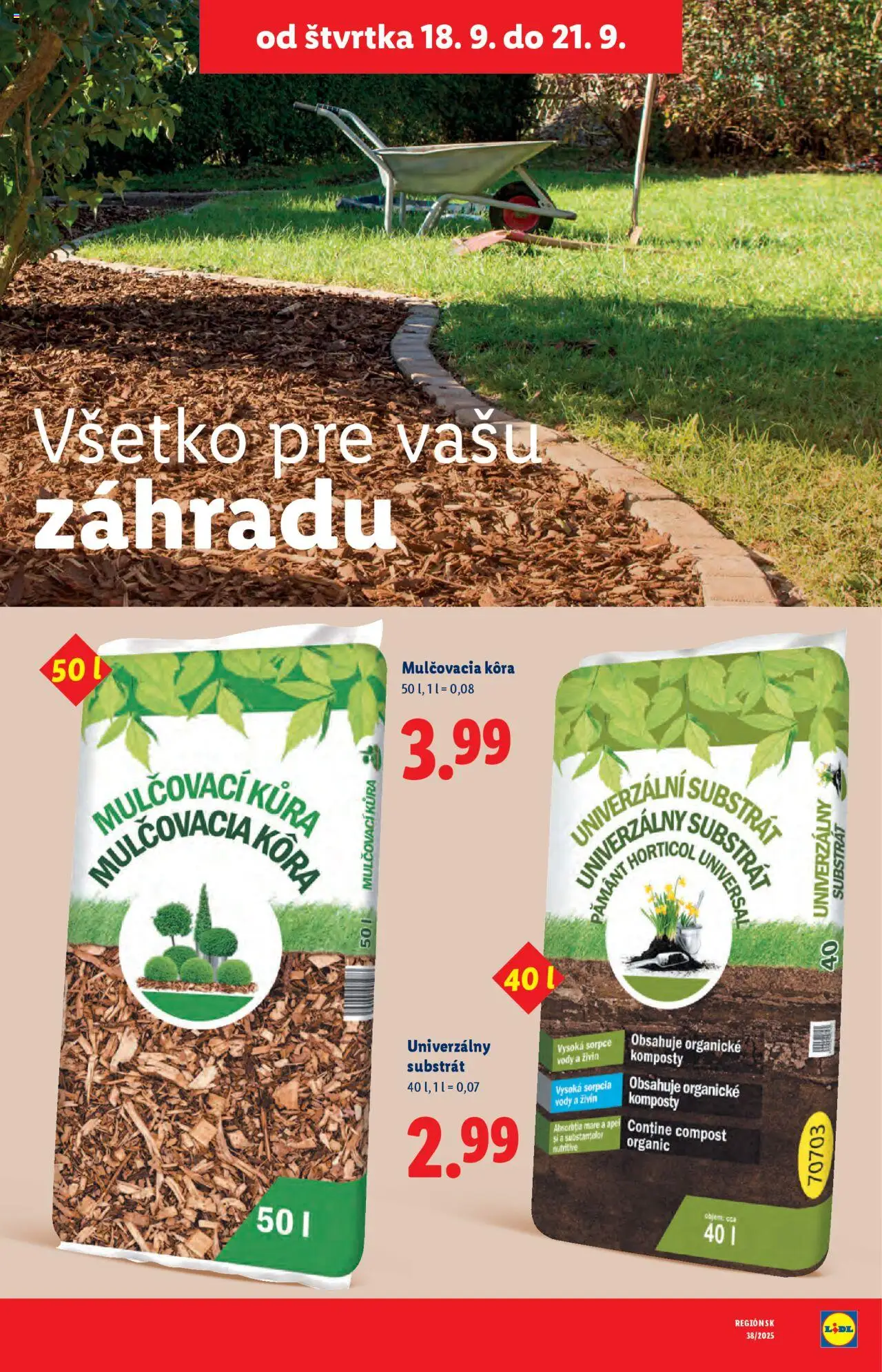 Nové Lidl akcie – leták je platný od 16.09.2025 | Strana: 91 | Produkty: Mulčovacia kôra, Substrát