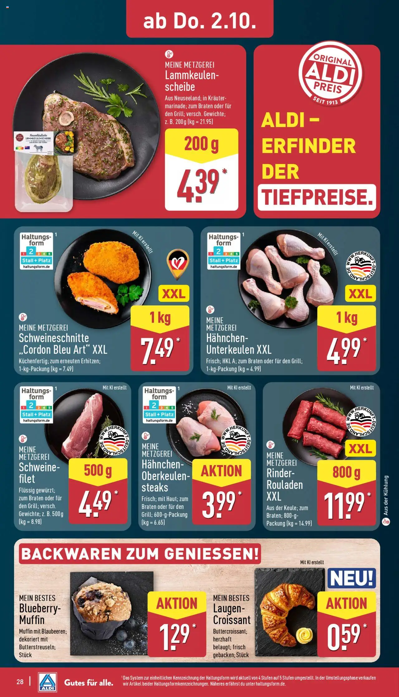 Aldi Prospekt 	 – gültig ab 29.09.2025 | Seite: 28 | Produkte: Hahnchen, Croissant