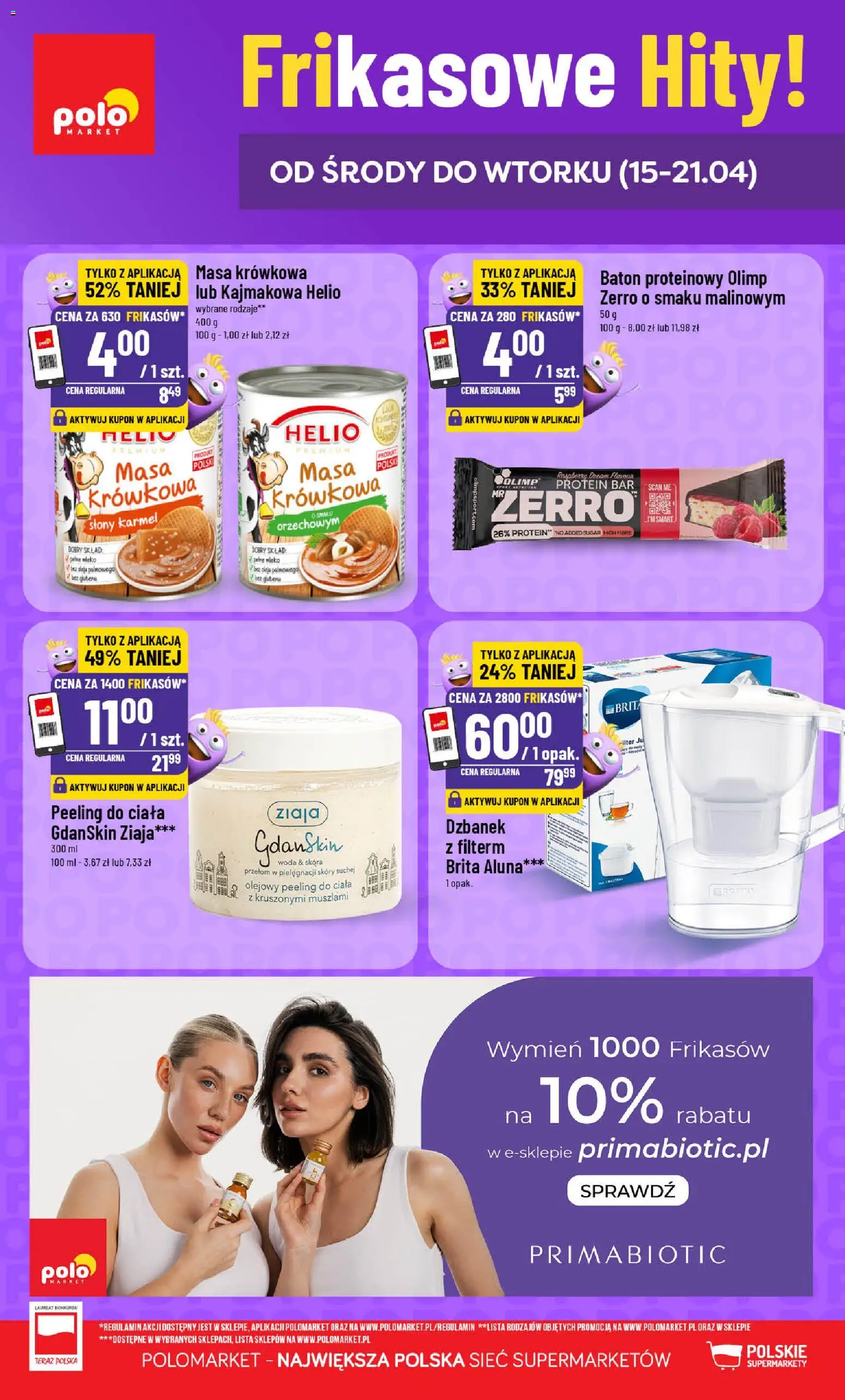 POLOmarket gazetka - Frikasowe Hity od 15.04.2026 | Strona: 1 | Produkty: Dzbanek, Mleko, Peeling, Woda