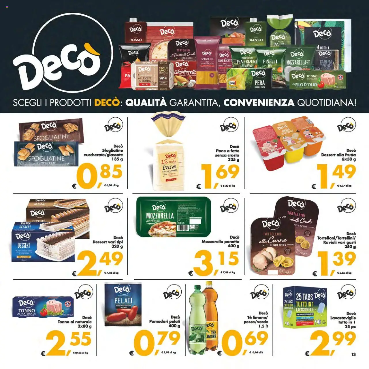 Volantino Decò del 22.08.2025 | Pagina: 13 | Prodotti: Minestrone, Limone, Prosciutto, Pera
