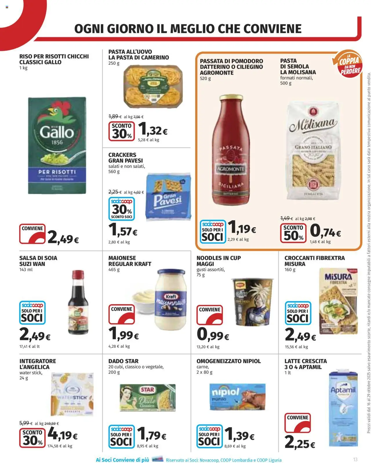 Volantino COOP del 16.10.2025 | Pagina: 13 | Prodotti: Maionese, Pomodoro, Latte, Passata di pomodoro