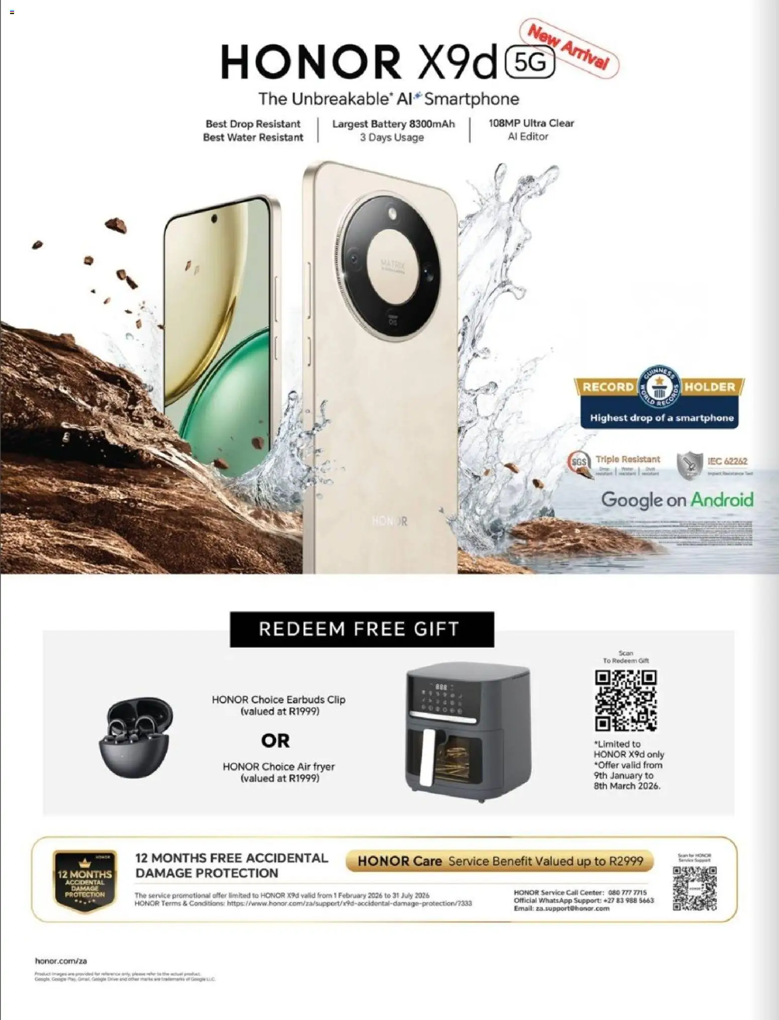 New Vodacom catalogue – valid from 06.02.2026 | Page: 8 | Products: Earbuds, Fryer, Air fryer, Water