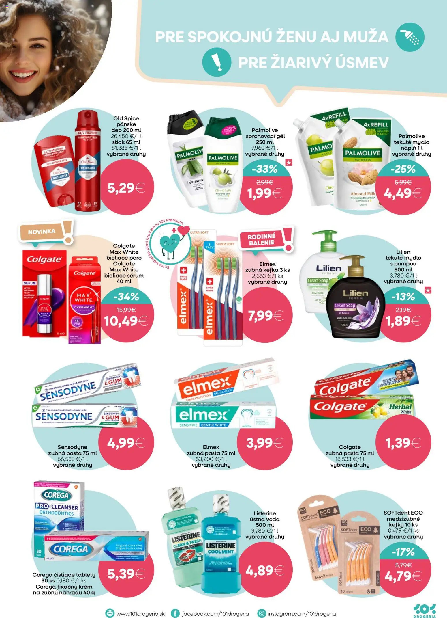 Nové 101 drogerie akcie – leták je platný od 07.01.2026 | Strana: 5 | Produkty: Zubná kefka, Old Spice, Pero, Voda