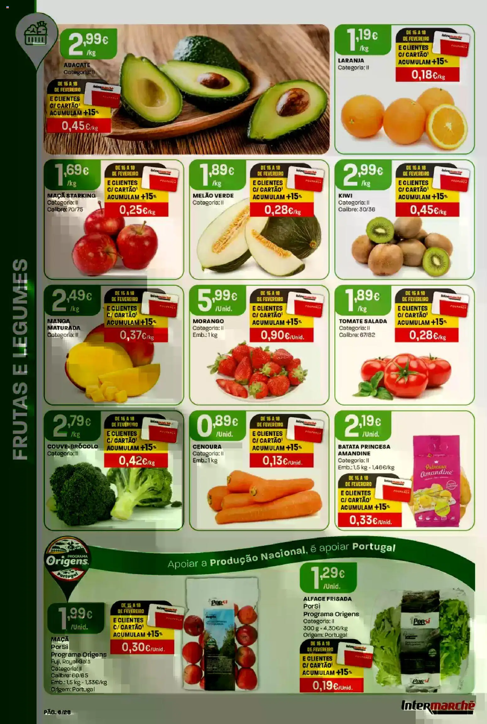 Intermarché Folheto Contact │ válido de 12.02.2026 | Página: 6 | Produtos: Melão, Kiwi, Cenoura, Alface
