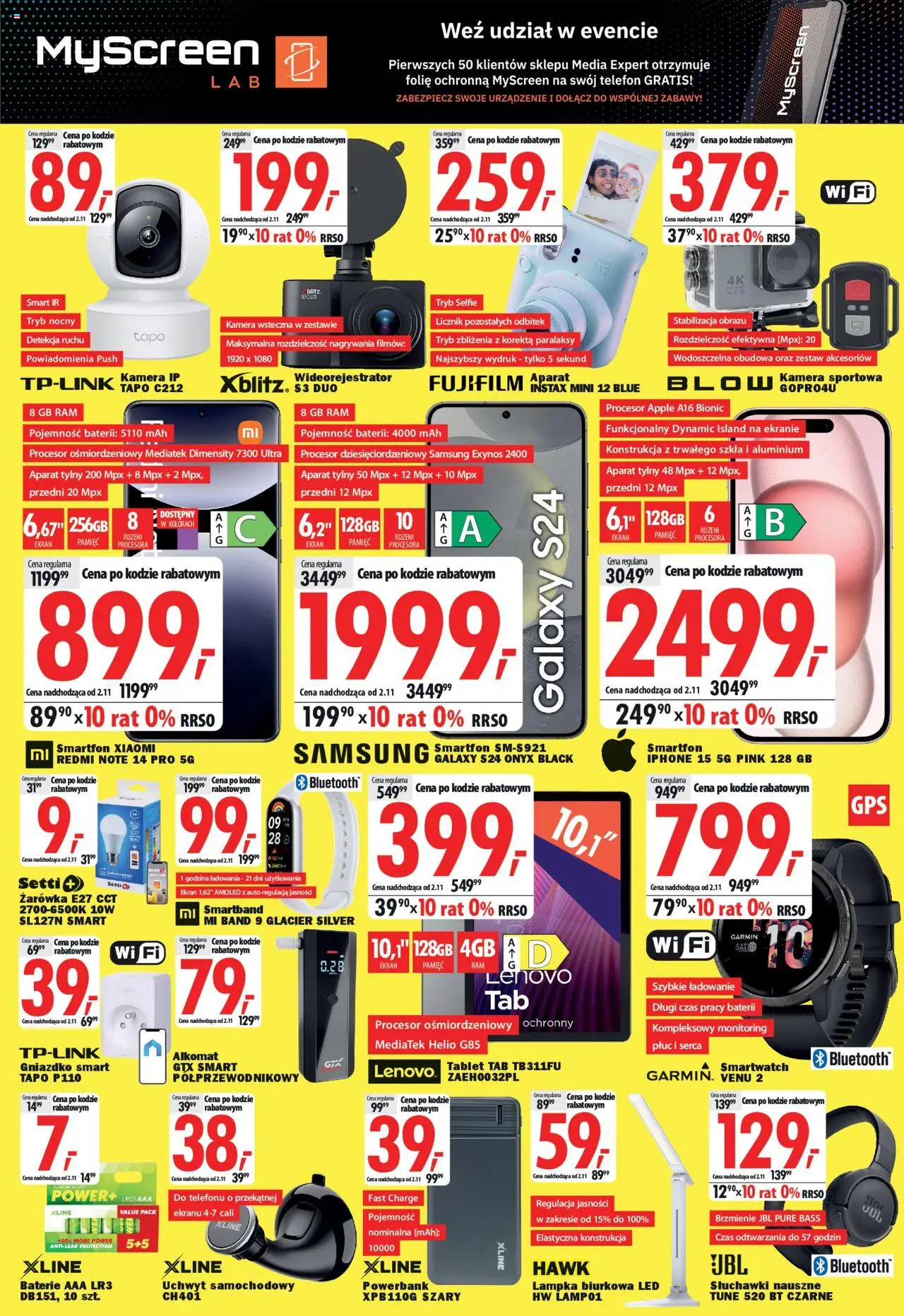 Mediaexpert Gazetka - Wielkie otwarcie Głogów od 23.10.2025 | Strona: 4 | Produkty: Słuchawki, Powerbank, Baterie, Lampka biurkowa