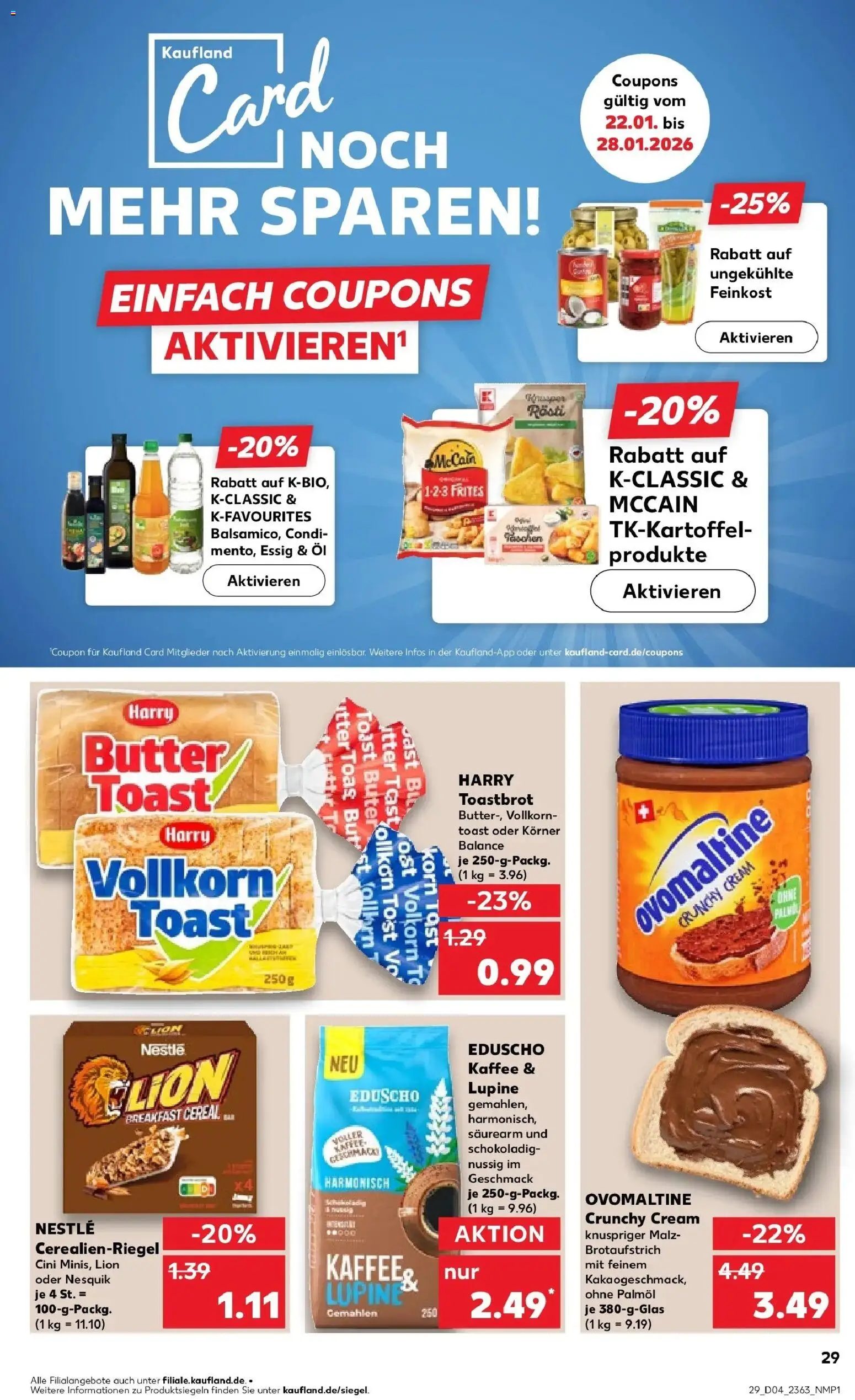 Kaufland prospekt Osnabrück	 – gültig ab 22.01.2026 | Seite: 37 | Produkte: Butter, Kaffee, Toast, Essig
