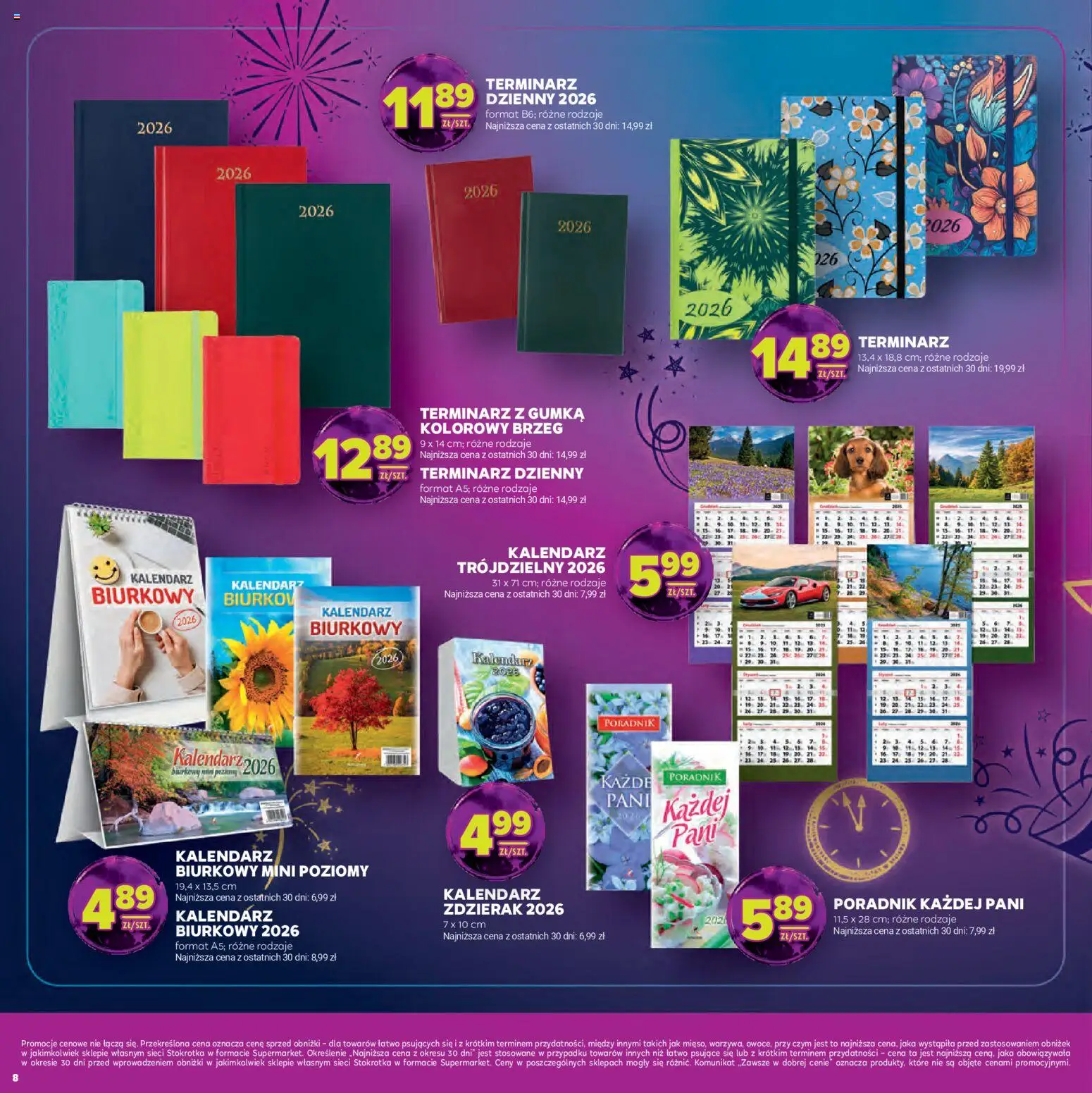 Stokrotka Gazetka - Sylwester od 30.12.2025 | Strona: 8 | Produkty: Stokrotka, Kalendarz