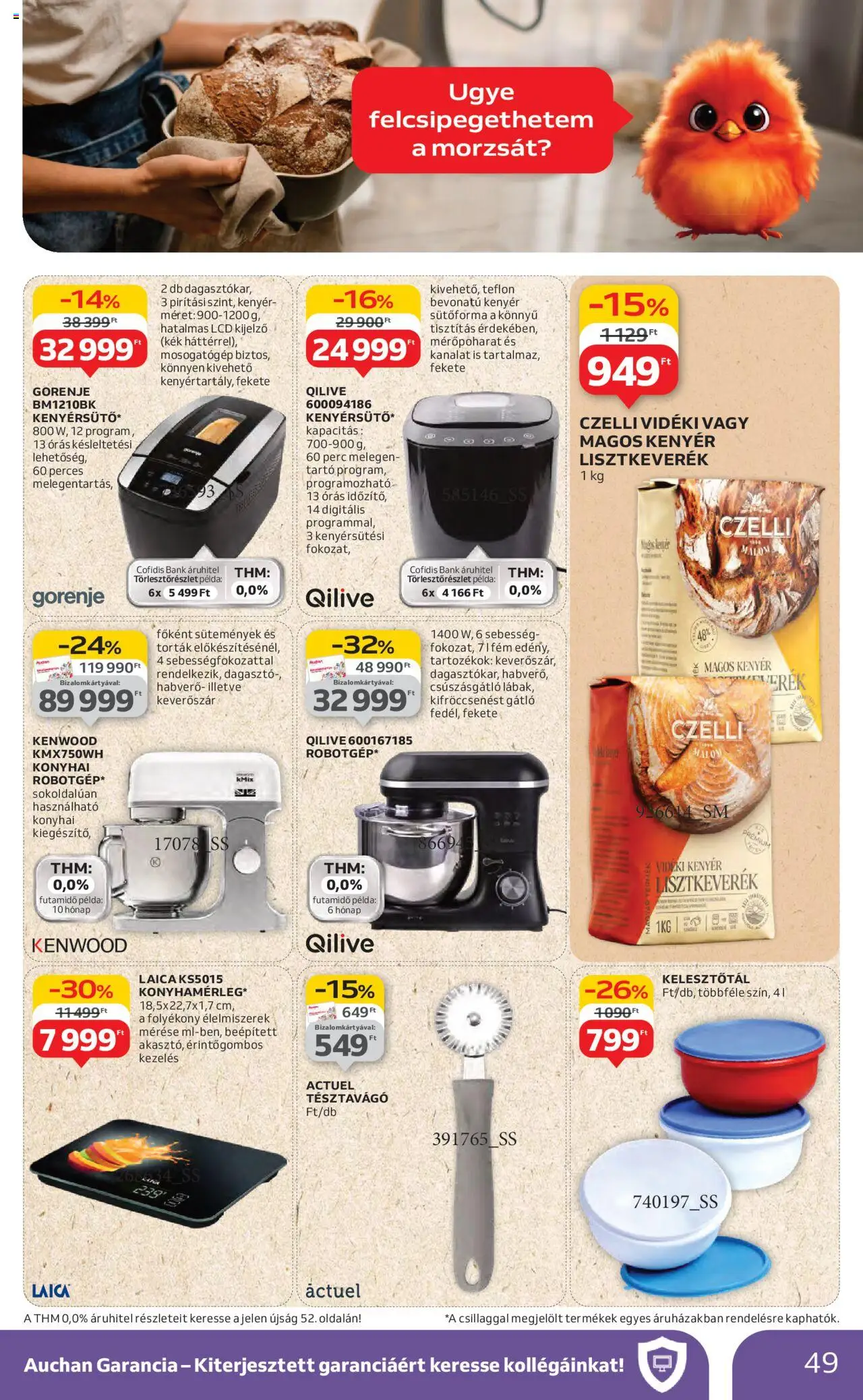 Auchan akciós ujság - amely érvényes a következő dátumtól: 14.08.2025 | Oldal: 49 | Termékek: Sütőforma, Mosogatógép, Habverő, Kenyér