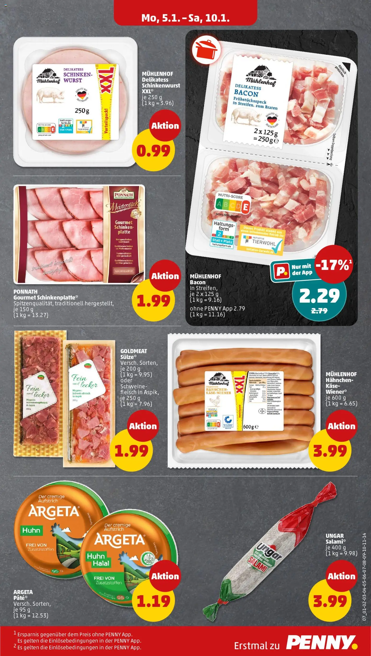 Penny Prospekt 	 – gültig ab 05.01.2026 | Seite: 7 | Produkte: Salami, Schinken, Schweinefleisch, Fleisch