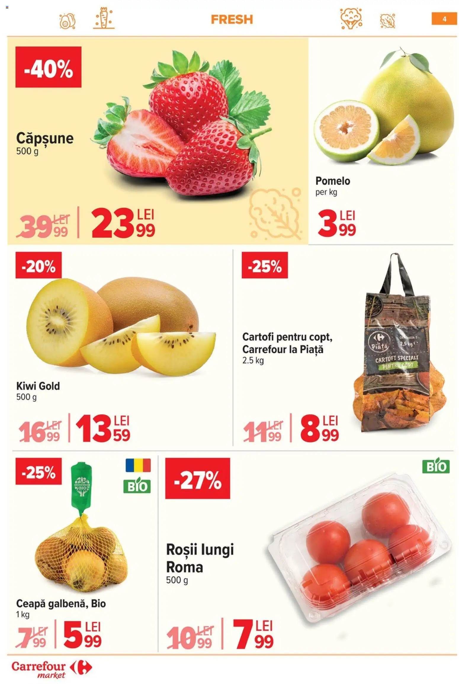 Noul catalog Carrefour – valabil de la 21.01.2026 | Pagină: 4 | Produse: Şerit ödül, Kiwi, Cartofi, Ceapă