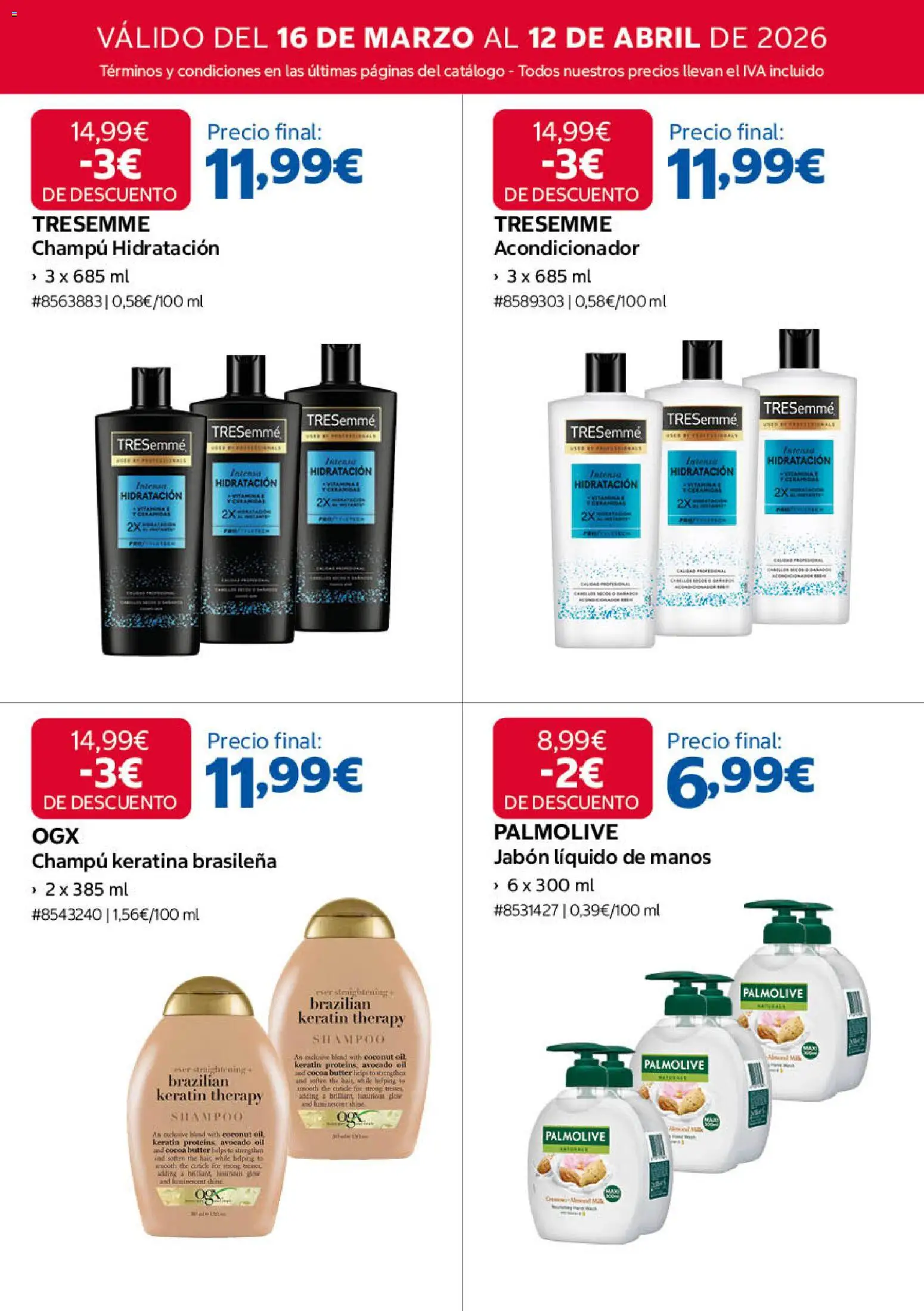Costco folleto │ válido desde el 16.03.2026 | Página: 16 | Productos: Champú, Acondicionador, Jabón, Jabón líquido