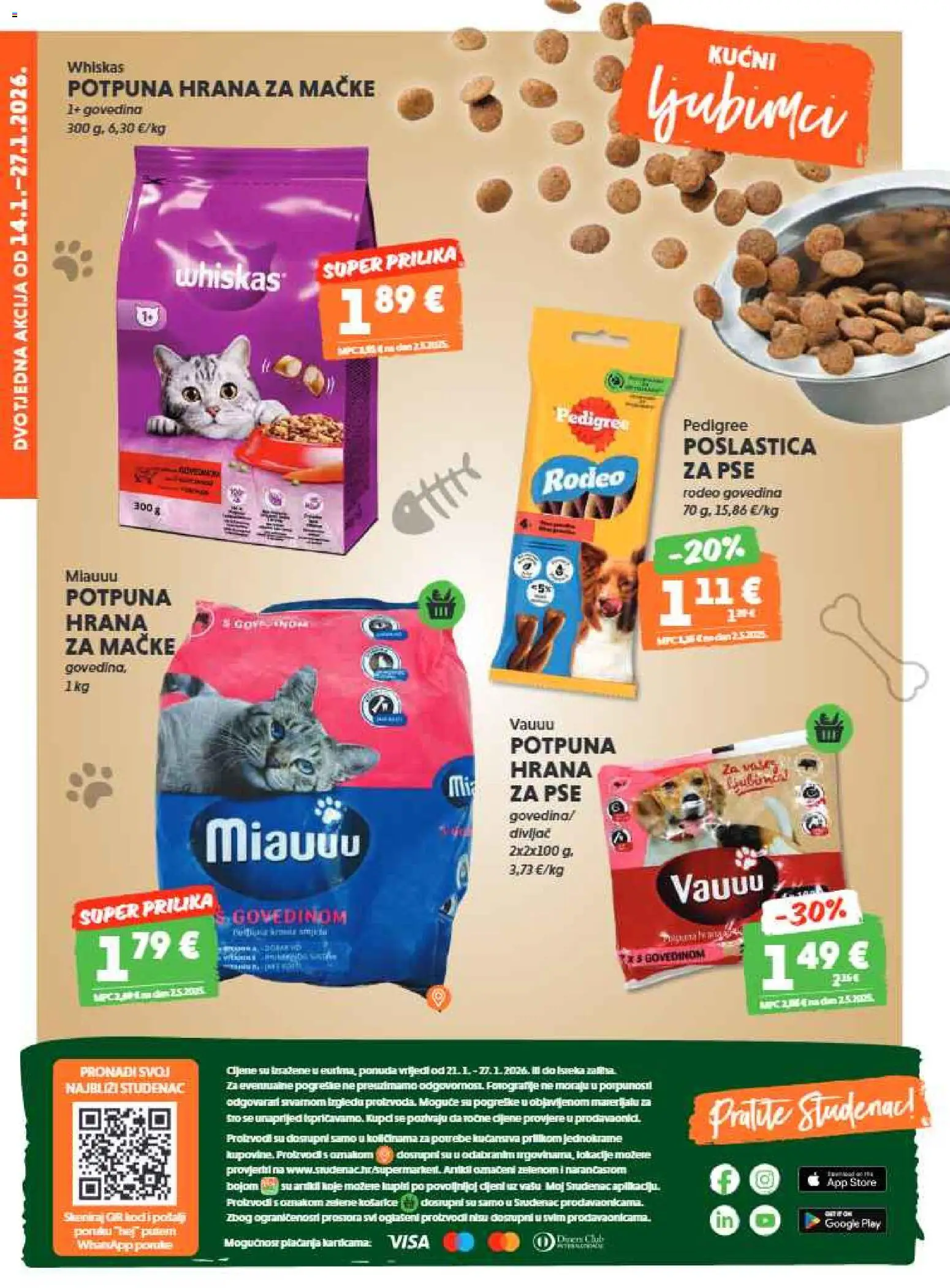 Studenac katalog | vrijedi od 21.01.2026 | Stranica: 34 | Proizvodi: Whiskas, Hrana za pse, Govedina, Hrana za mačke