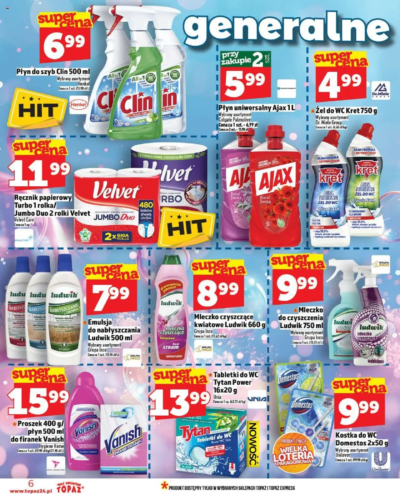 Topaz Gazetka - Ceny małe na stałe od 02.10.2025 | Strona: 6 | Produkty: Vanish, Rolki, Domestos, Sól