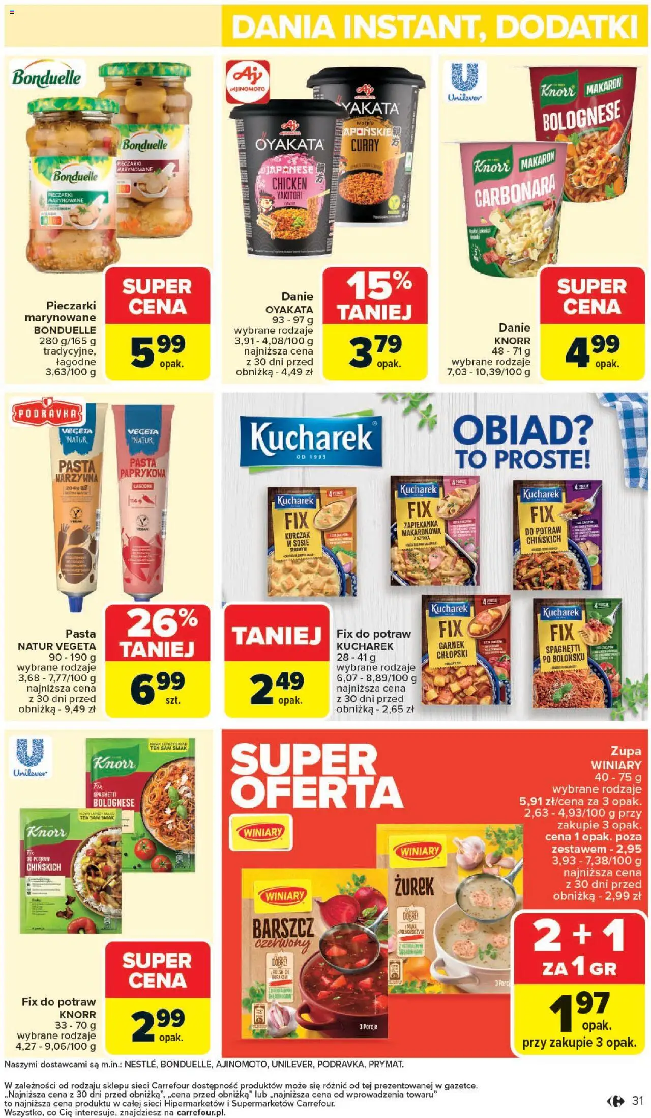 Carrefour Gazetka od 20.10.2025 | Strona: 33 | Produkty: Barszcz, Carbonara, Pieczarki, Szynka